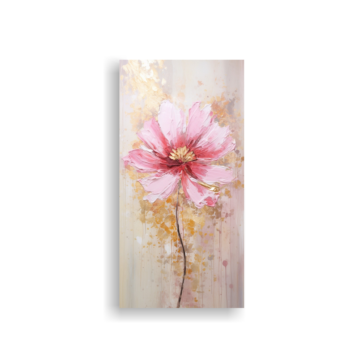 PINTURA EN LIENZO FLORAL ROSA ESTILO BAÑO 50X100 CM - 1