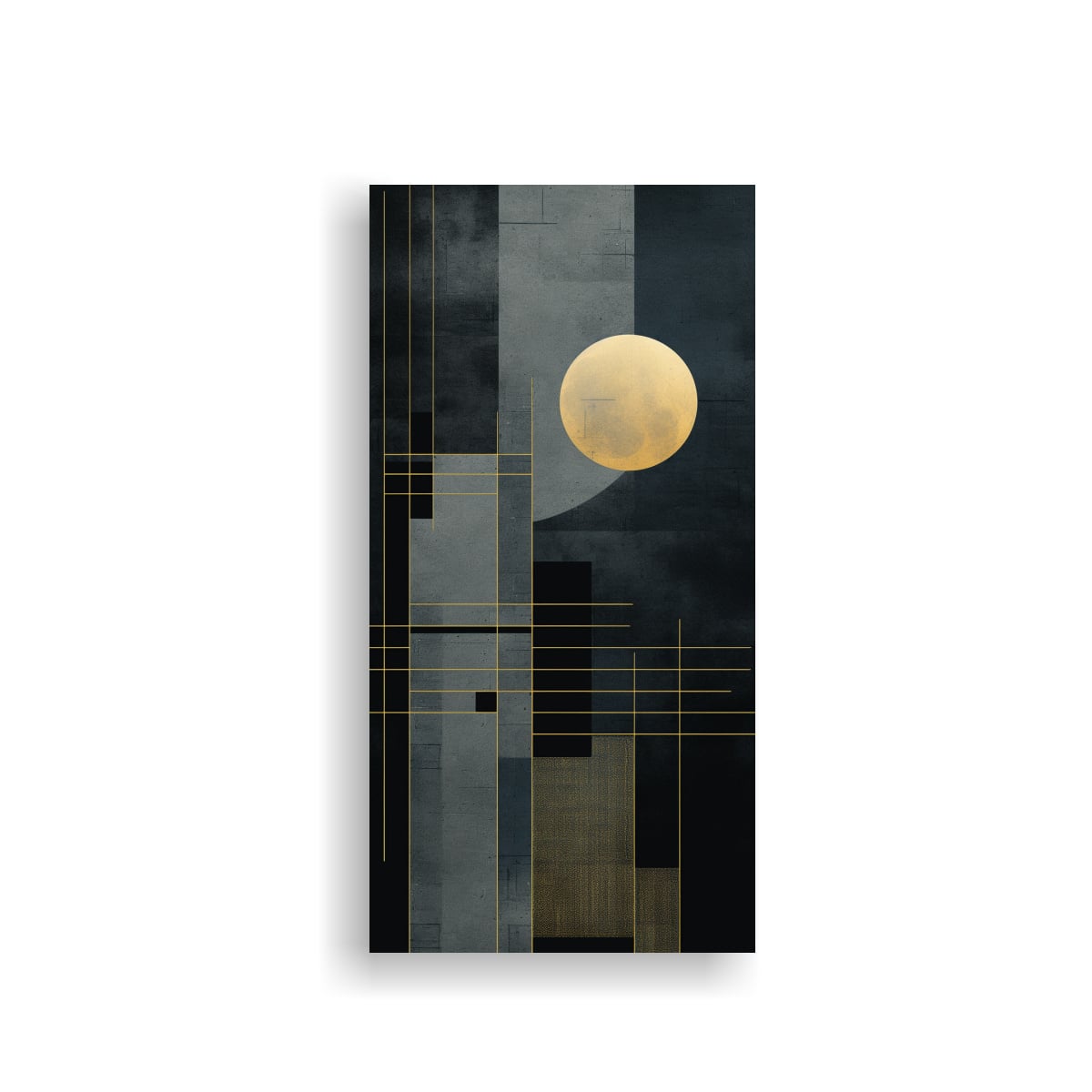 DISEÑO IMPRESIONANTE DE LUNA DORADA EN UN MARCO 40X80 CM - 1