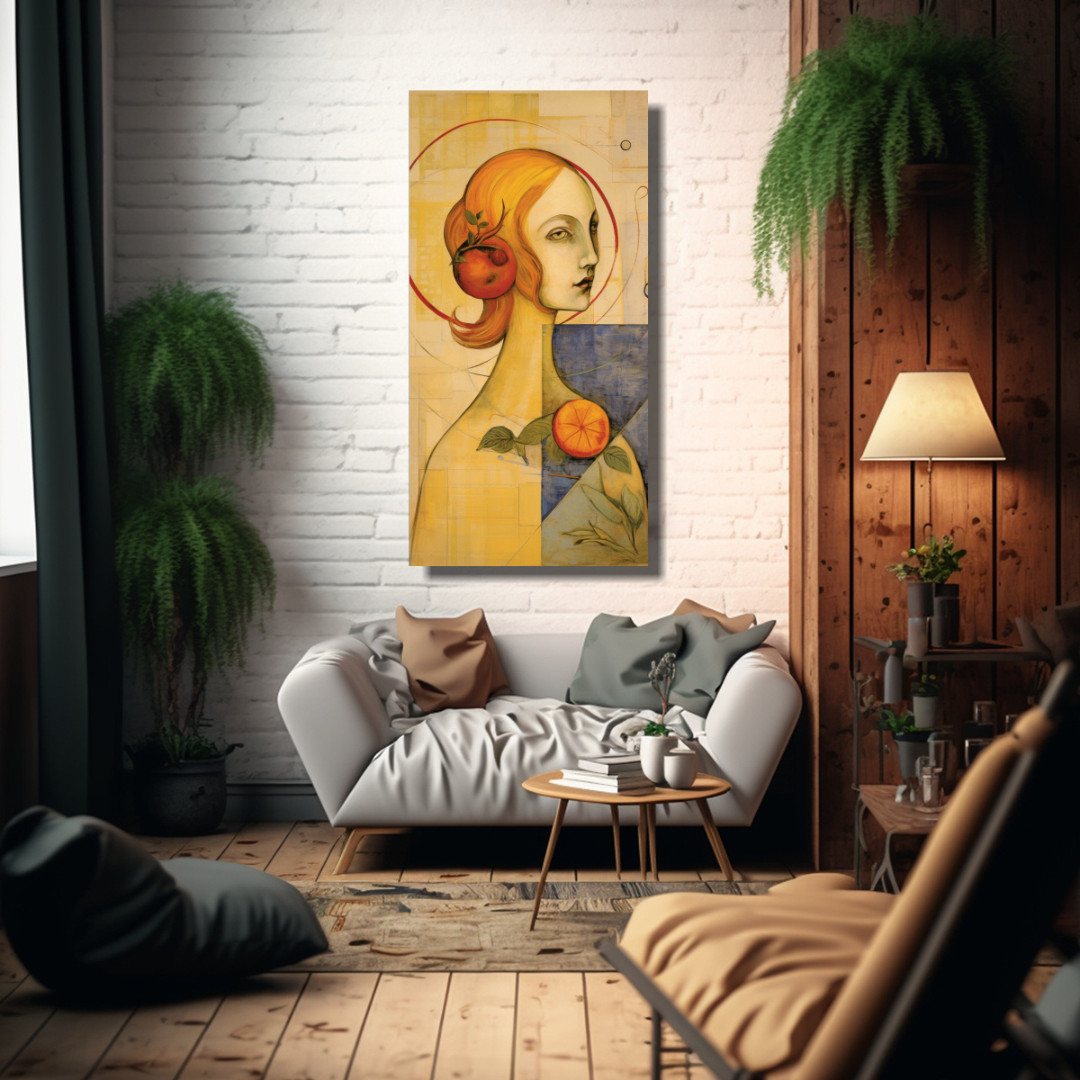 PINTURAS MINIMALISTAS CON LÍNEAS CURVAS EN 40X80 CM - 2