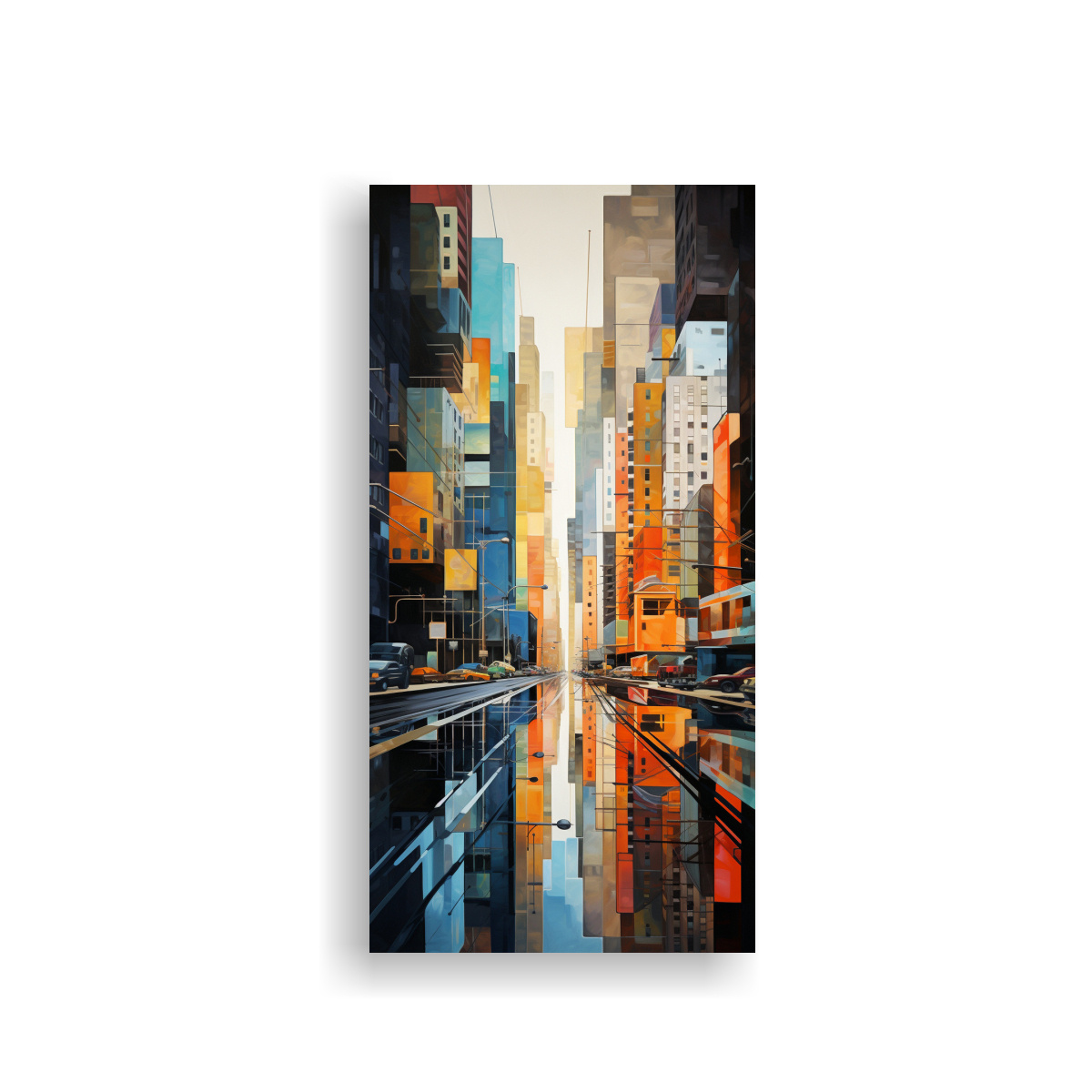 ARTE CUBISTA LUMINOSA DE CIUDAD FRAGMENTADA FINAS 40X80 CM - 1