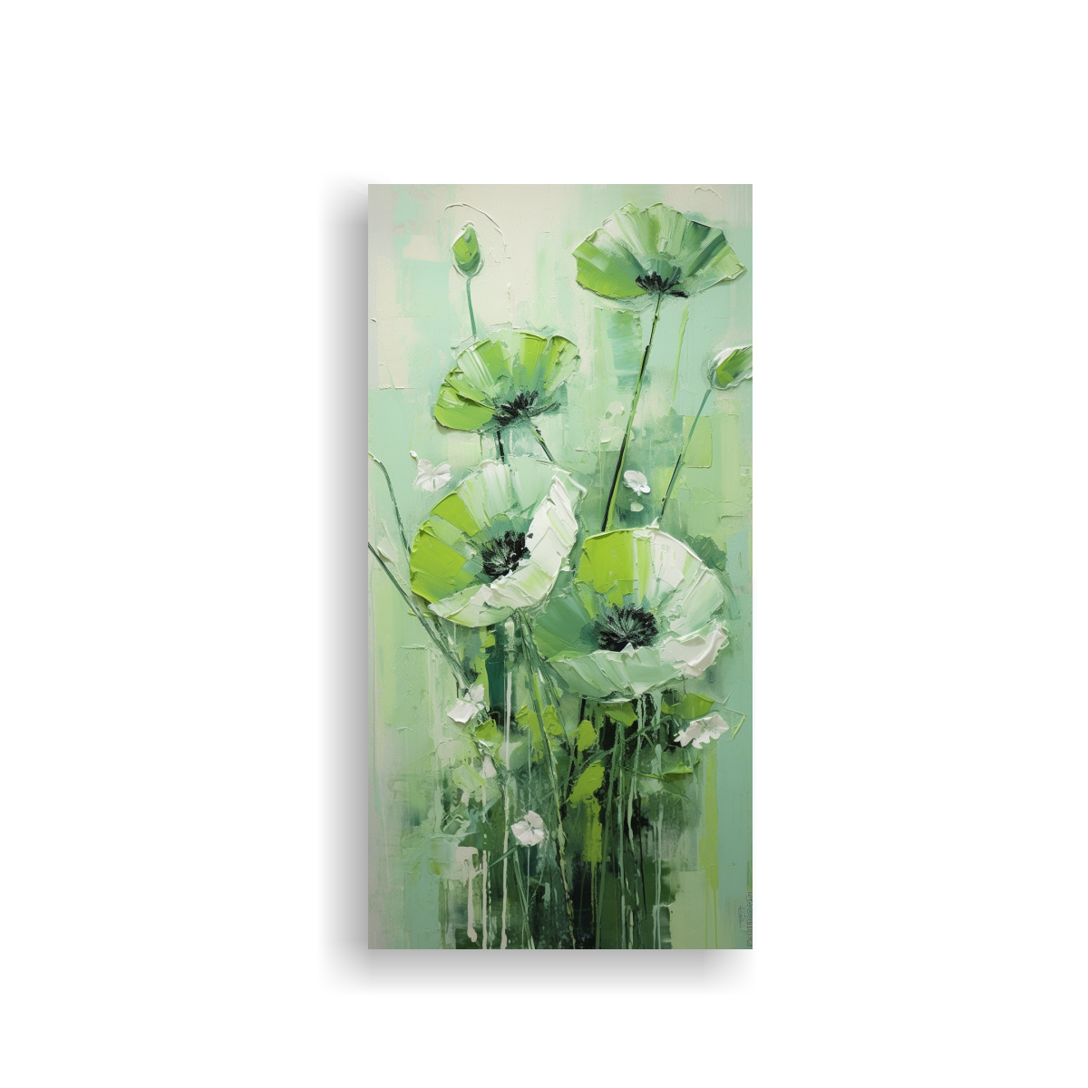 PINTURA MOVIMIENTO DE COLOR VERDE EN LIENZO 80X160 CM - 1