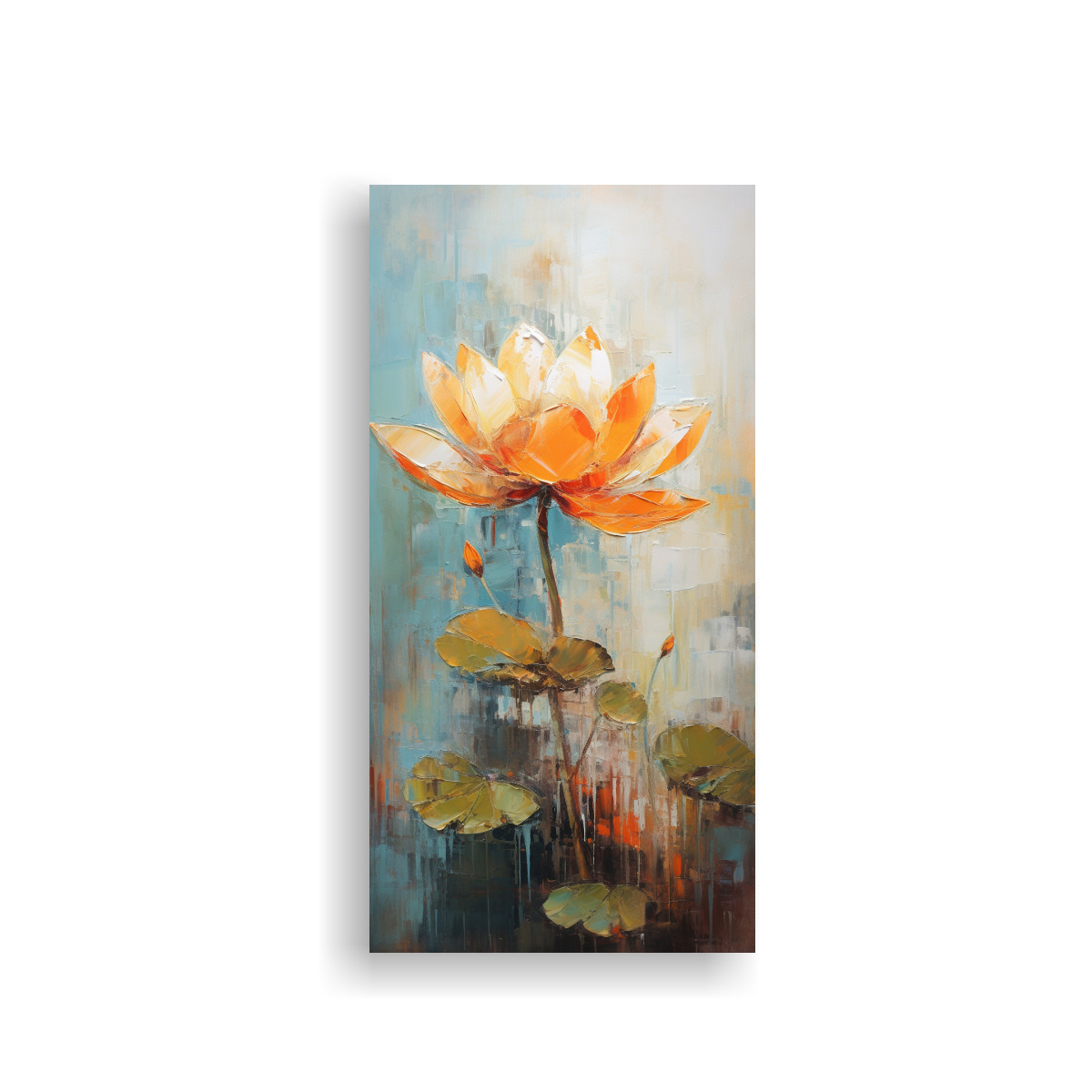 PINTURA NARANJA DE LOTO ESTILO CUADRO SALÓN EN 40X80 CM - 1