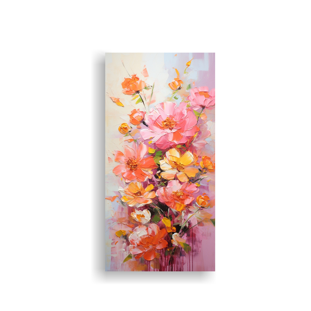 CUADRO ORIGINAL DE FLORES EN COLORES NARANJA Y 70X140 CM - 1