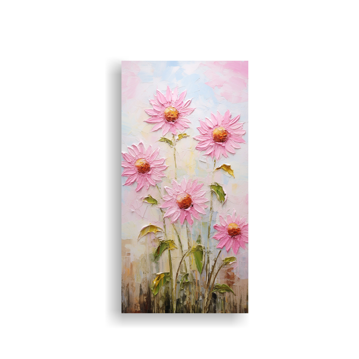 CUADRO CONCEPTUAL DE GIRASOLES ROSADOS EN LIENZO 60X120 CM - 1