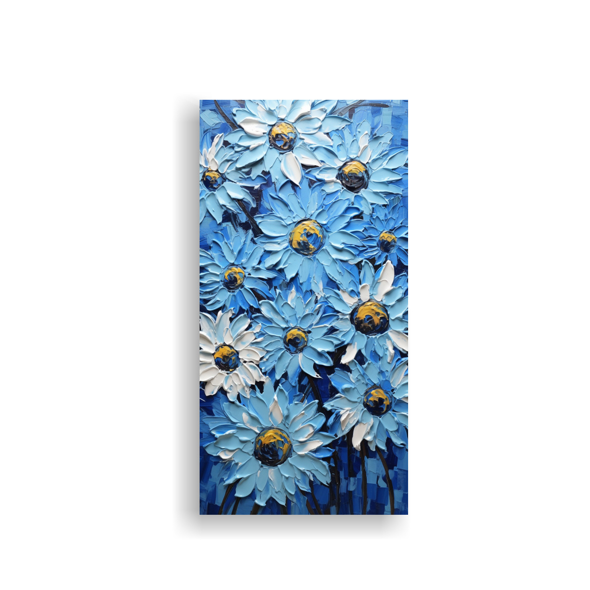 CUADRO ABSTRACTO AZUL INNOVADOR DE GIRASOLES ARTE 30X60 CM - 1