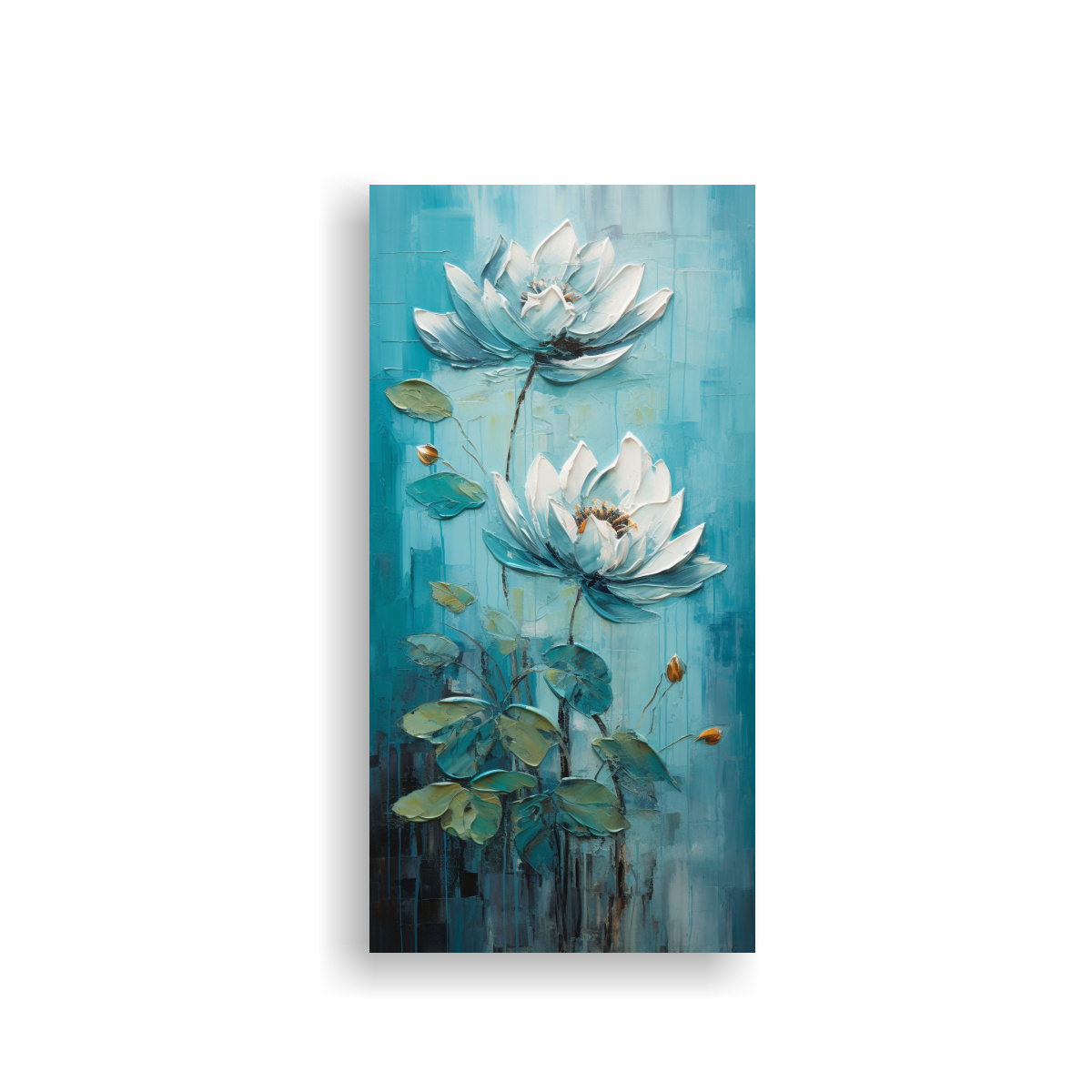 ARTE DECORATIVO MODERNO LIENZO LOTO TURQUESA 80X160 CM - 1