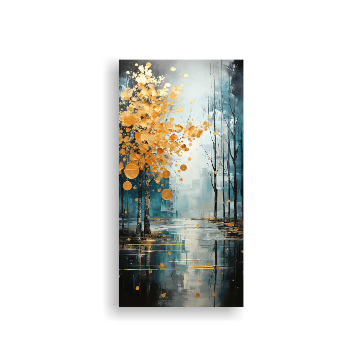 CUADRO MOVIMIENTO BRILLANTE ÁRBOLES EN PLATA Y 60X120 CM - 1