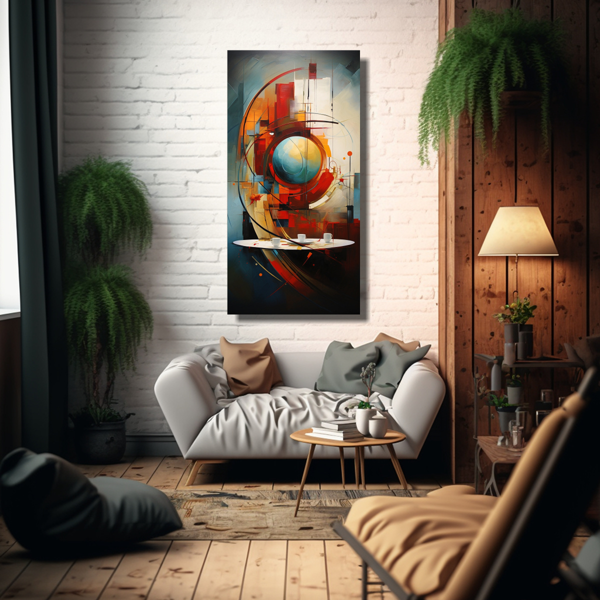 CUADRO VINTAGE PINTURAS ABSTRACTAS PARA COMEDOR 60X120 CM - 2