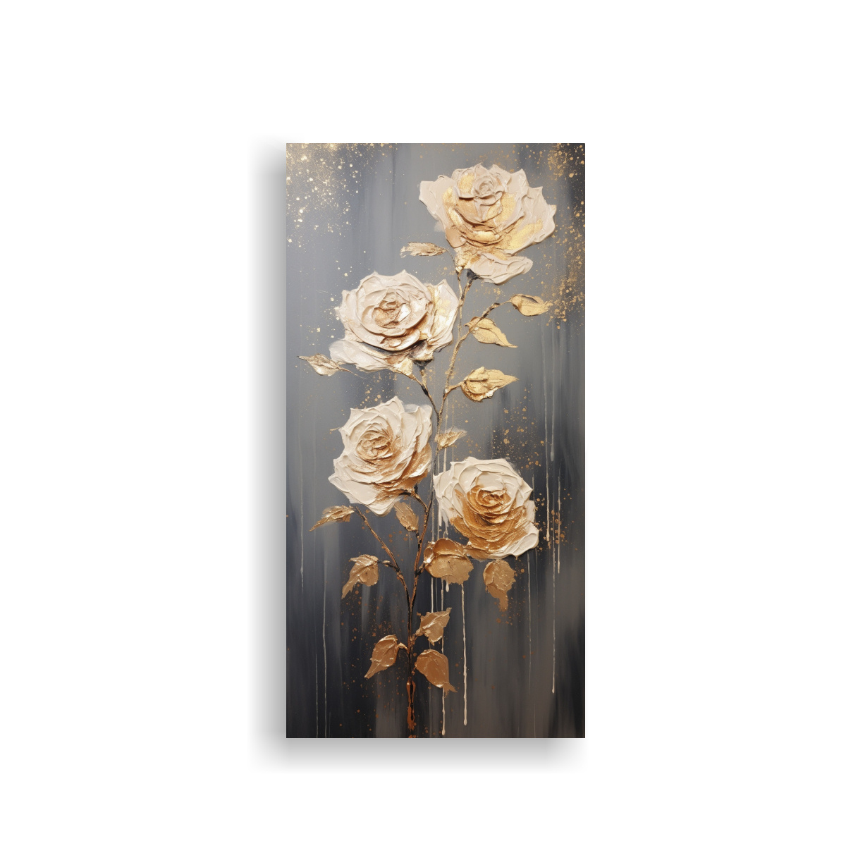 PINTURA SOBRE LIENZO: ESTRELLADOS A GOLD ROSES EN 70X140 CM - 1
