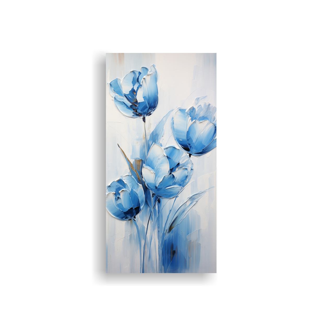 CUADRO ABSTRACTO DE TULIPANES AZULES EN LIENZO 50X100 CM - 1