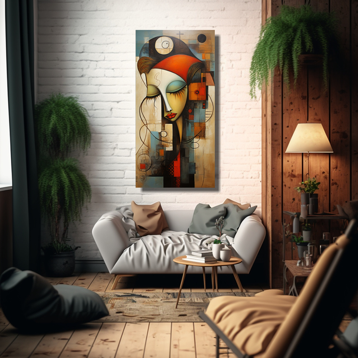 CUADRO ABSTRACTO MODERNO CON RELIEVE Y TEXTURAS 50X100 CM - 2