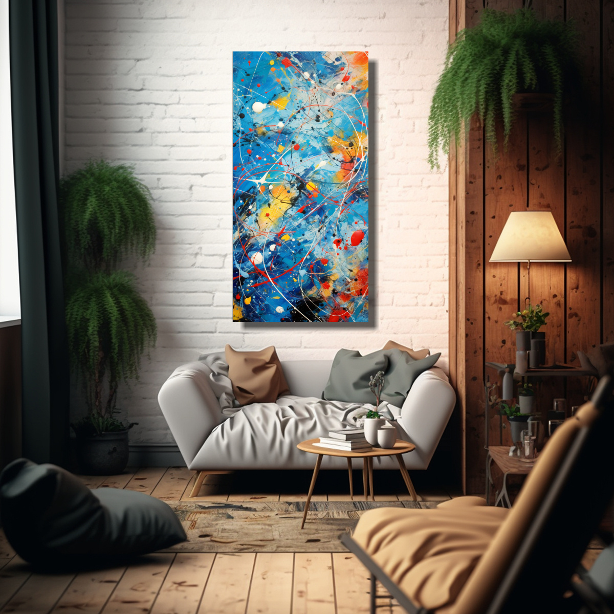 ARTE DE PARED DIBUJO CON COLORES FRÍOS ESTILO 80X160 CM - 2