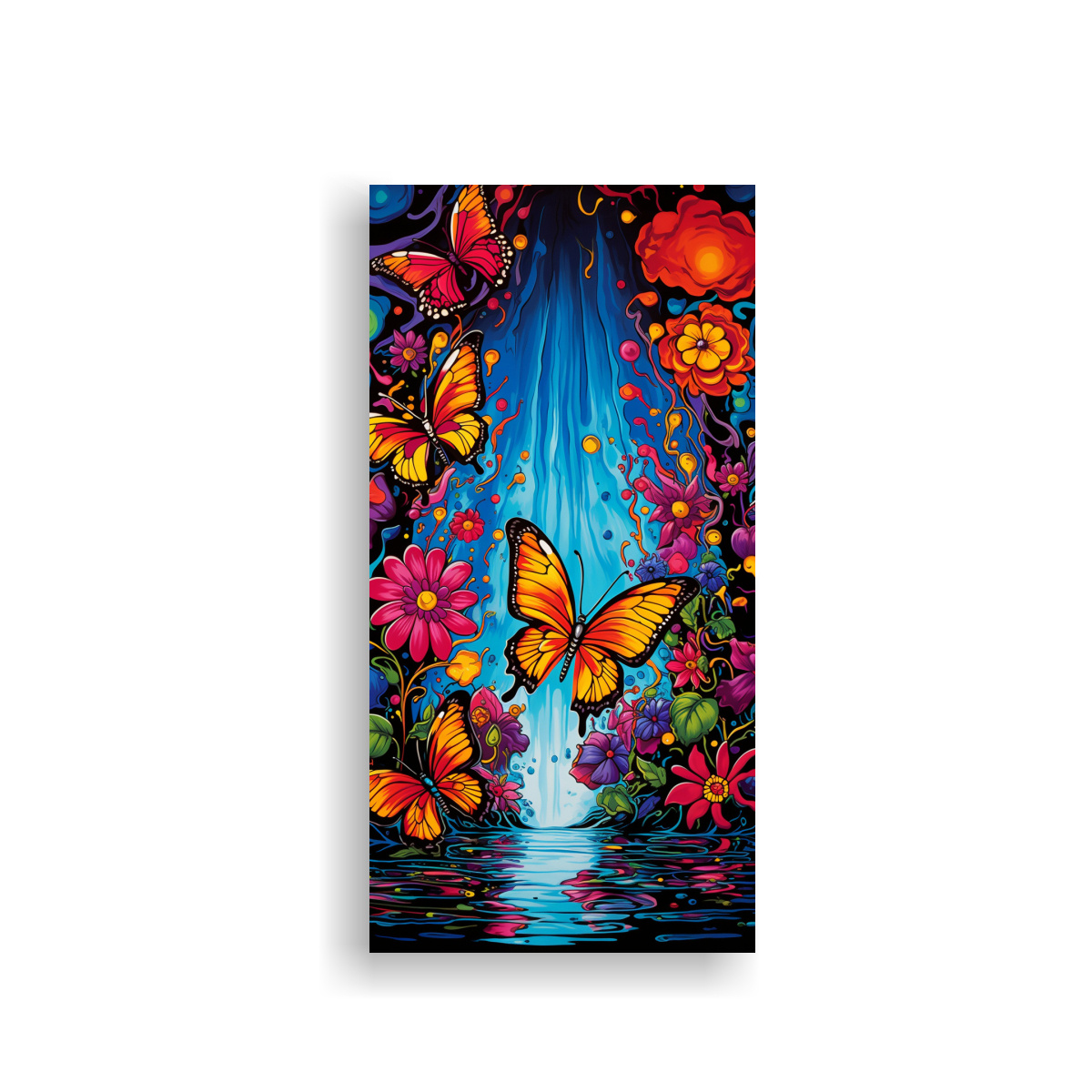 TELA EN BASTIDOR ELEGANCIA FLORAL MARIPOSAS DE 40X80 CM - 1