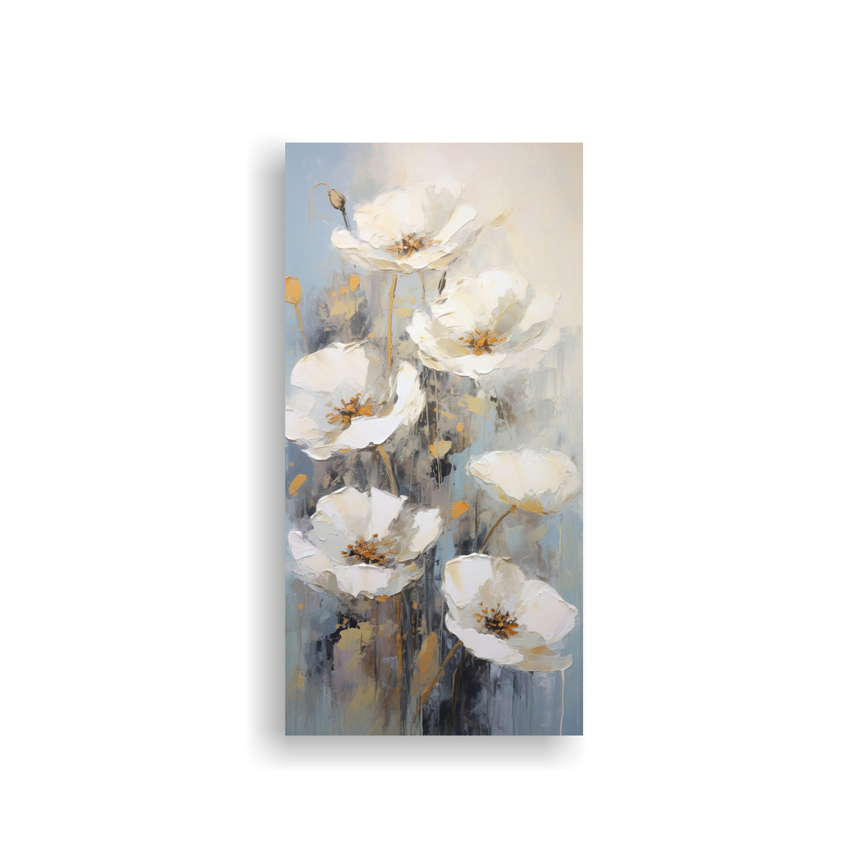 CUADRO BASTIDOR ADORNO BLANCO PINTURA AMAPOLAS 20X40 CM - 1