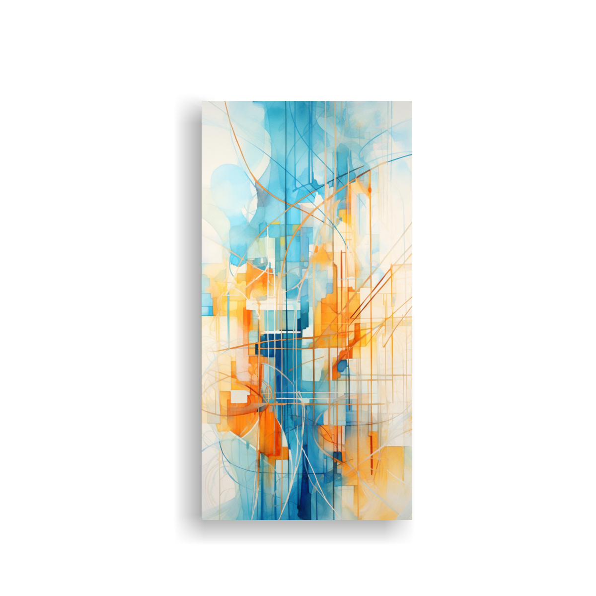 PINTURA ABSTRACTA DE ESCENA URBANA EN LIENZO 20X40 CM - 1