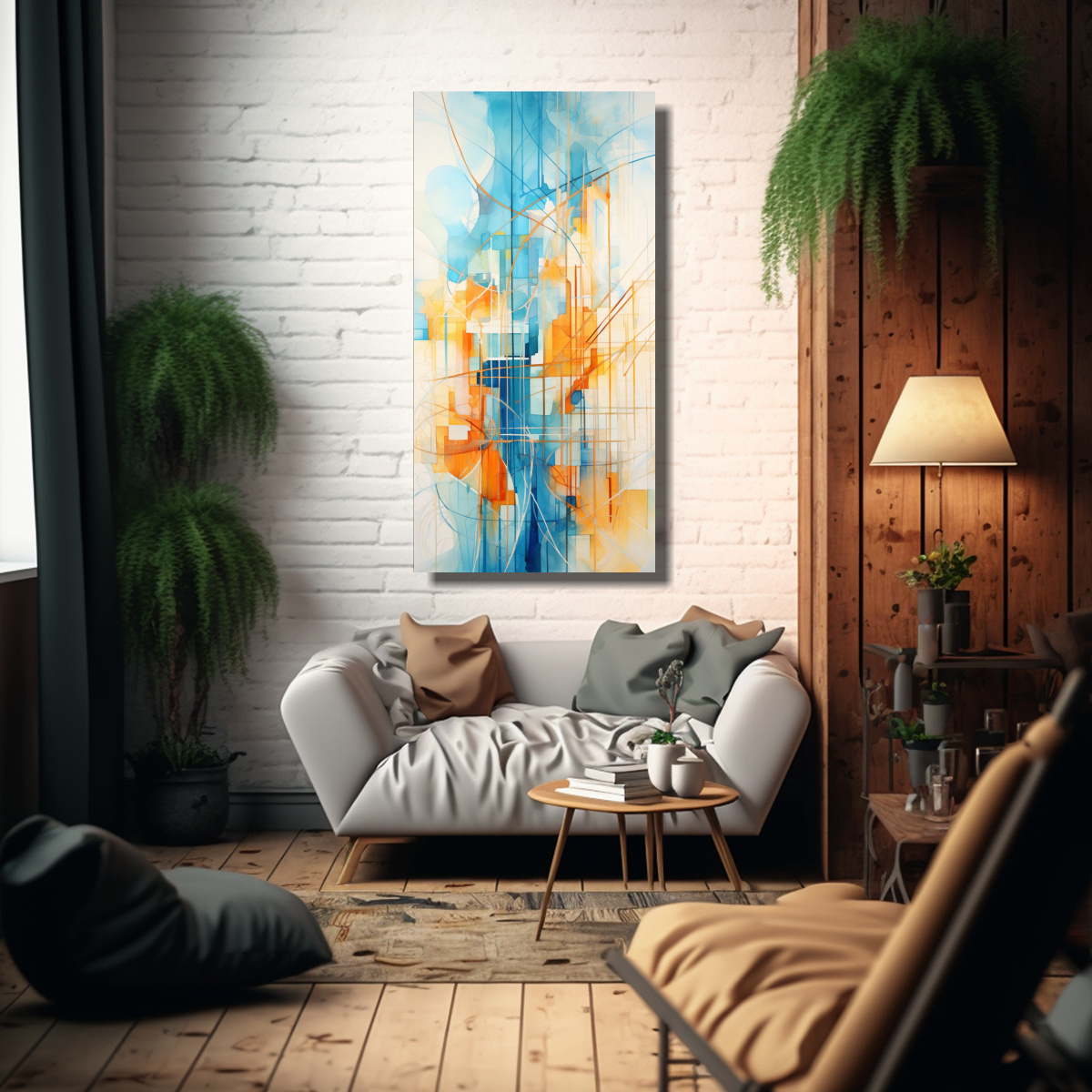 PINTURA ABSTRACTA DE ESCENA URBANA EN LIENZO 20X40 CM - 2