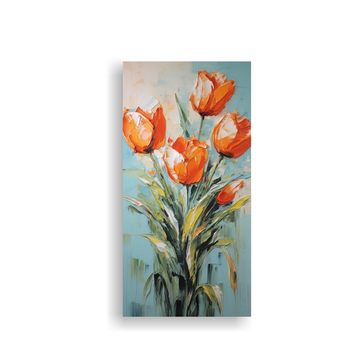 PINTURA EN LIENZO DE TULIPANES NARANJAS EN ESTILO 60X120 CM - 1