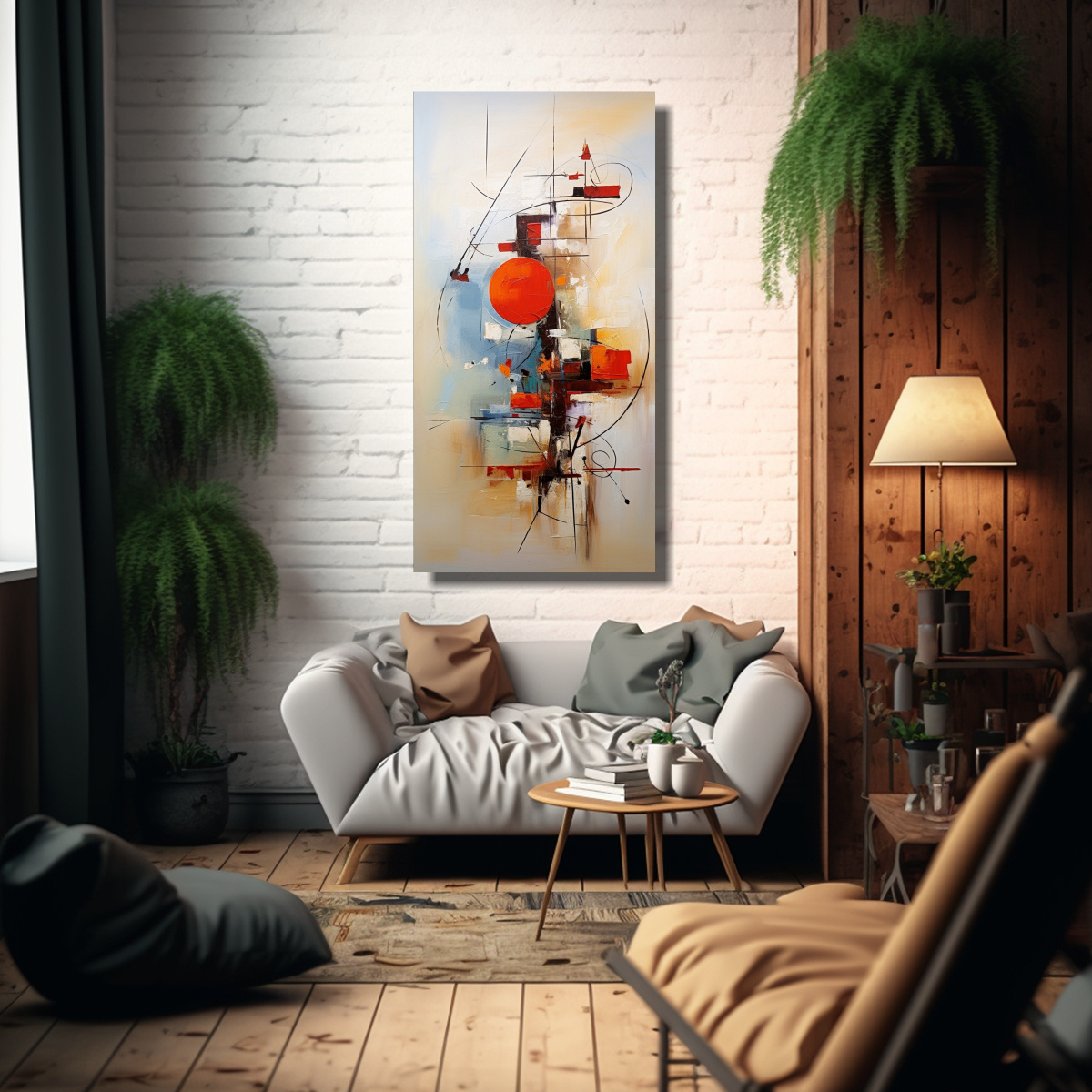 PINTURA ABSTRACTA EN LIENZO: CALIDOS PAISAJES DE 70X140 CM - 2