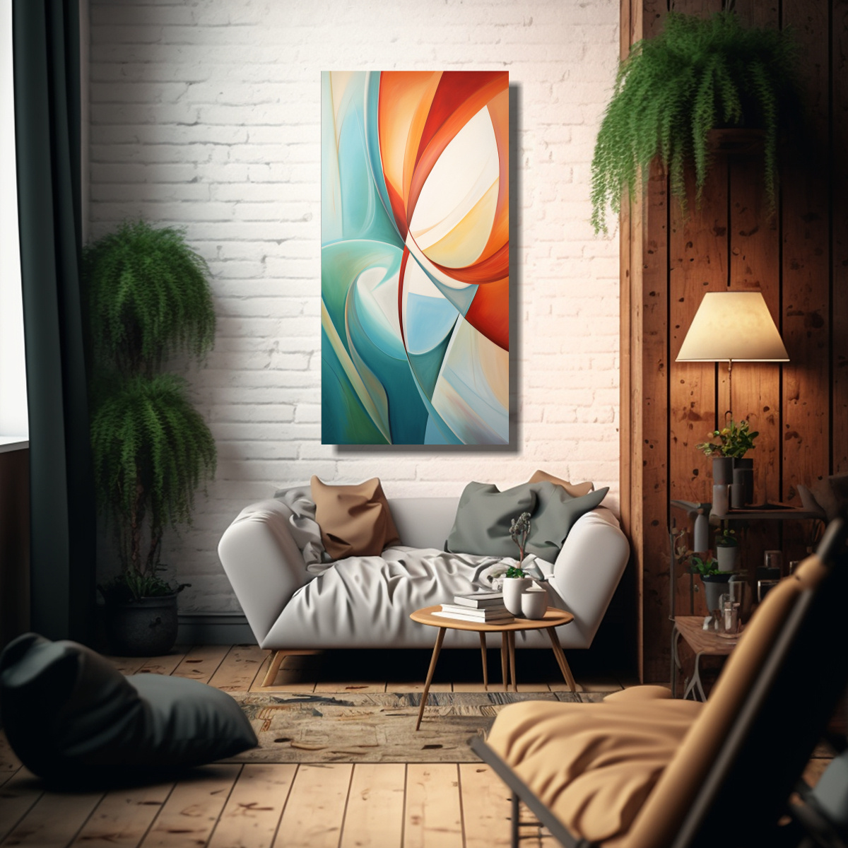 PINTURA ABSTRACTA PARA COCINA EN CUADRO DE PLAYA 30X60 CM - 2