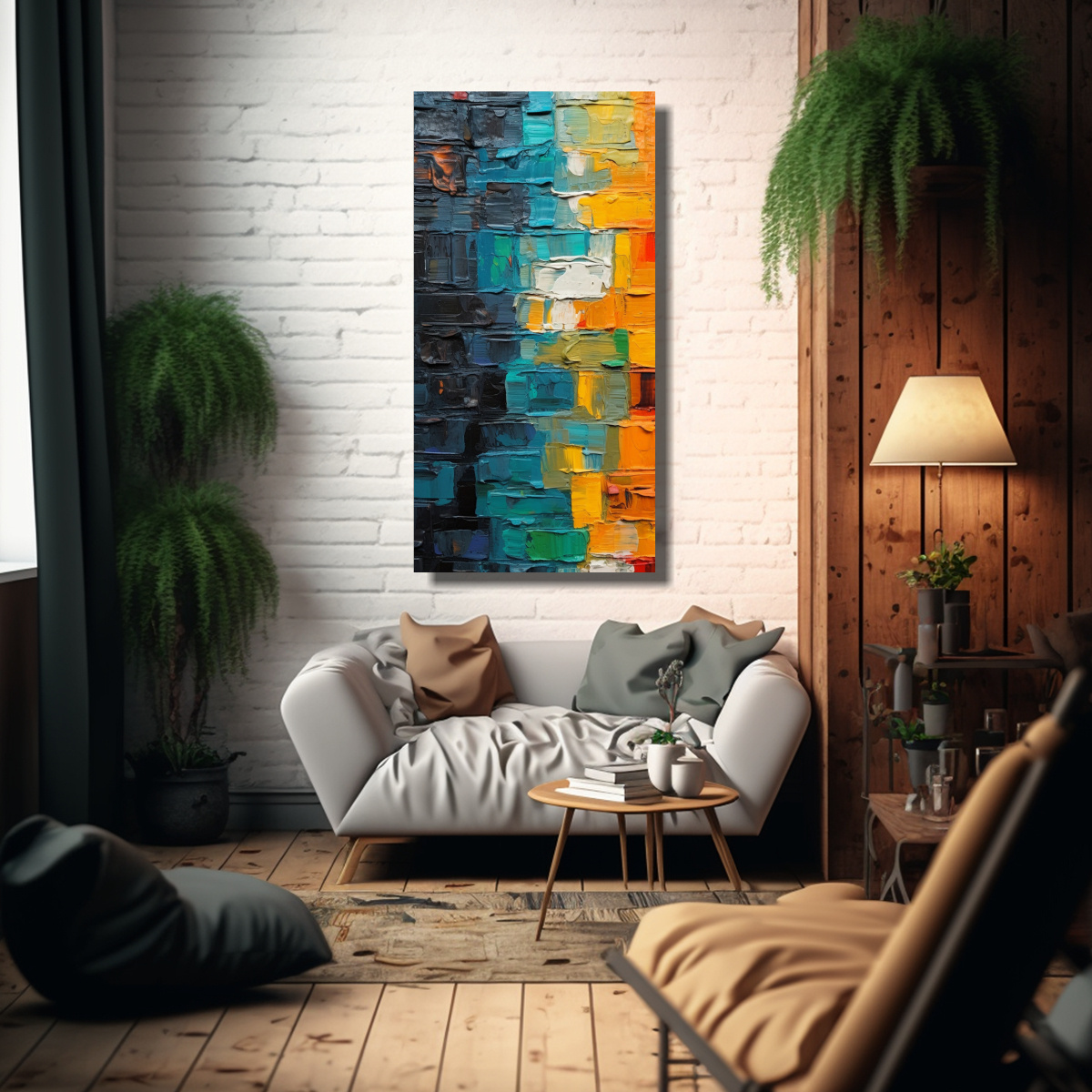 CUADRO DE DECORACIÓN CON COMPOSICIÓN DE TELA 50X100 CM - 2