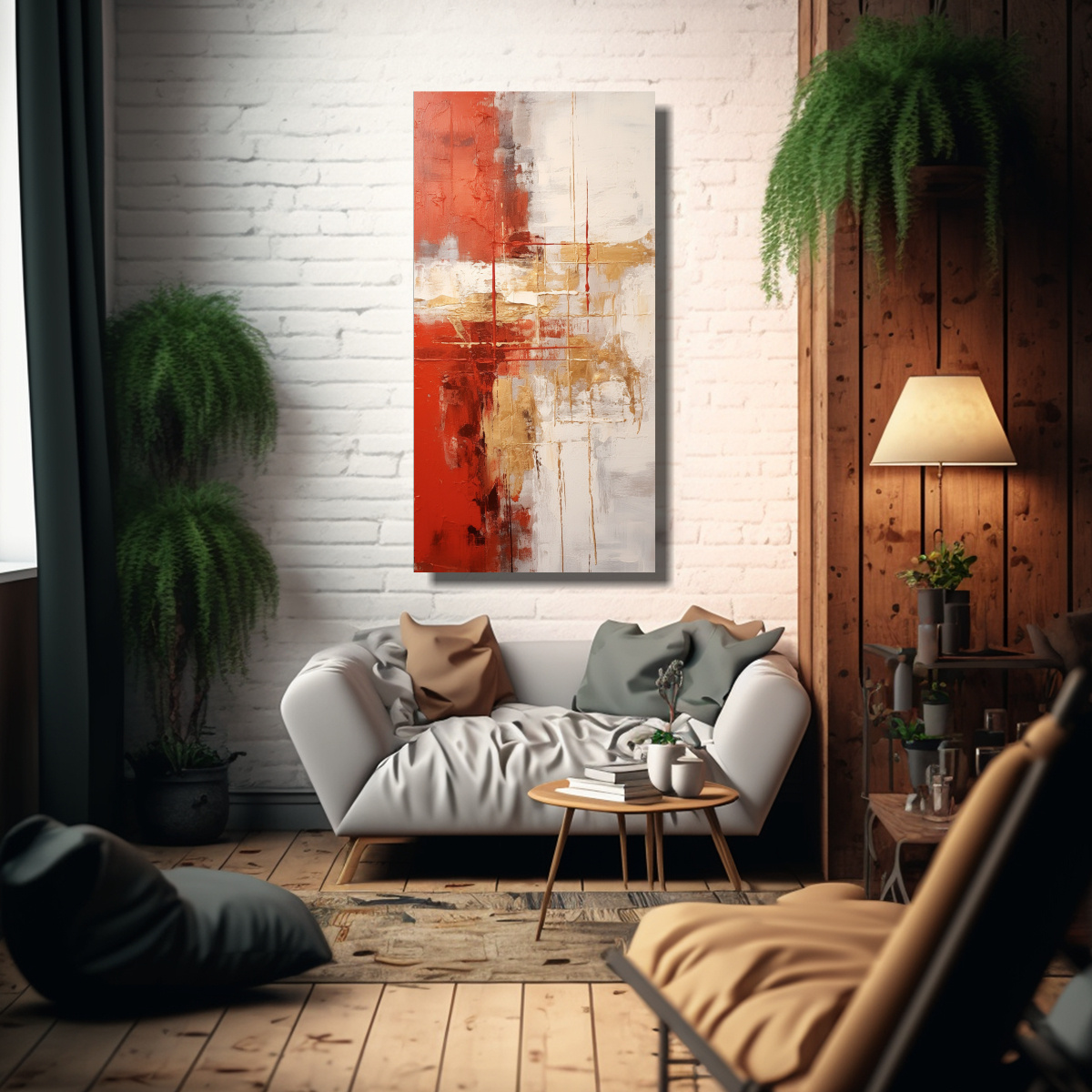 PINTURA DECORATIVA ABSTRACTA CON DETALLES 30X60 CM - 2
