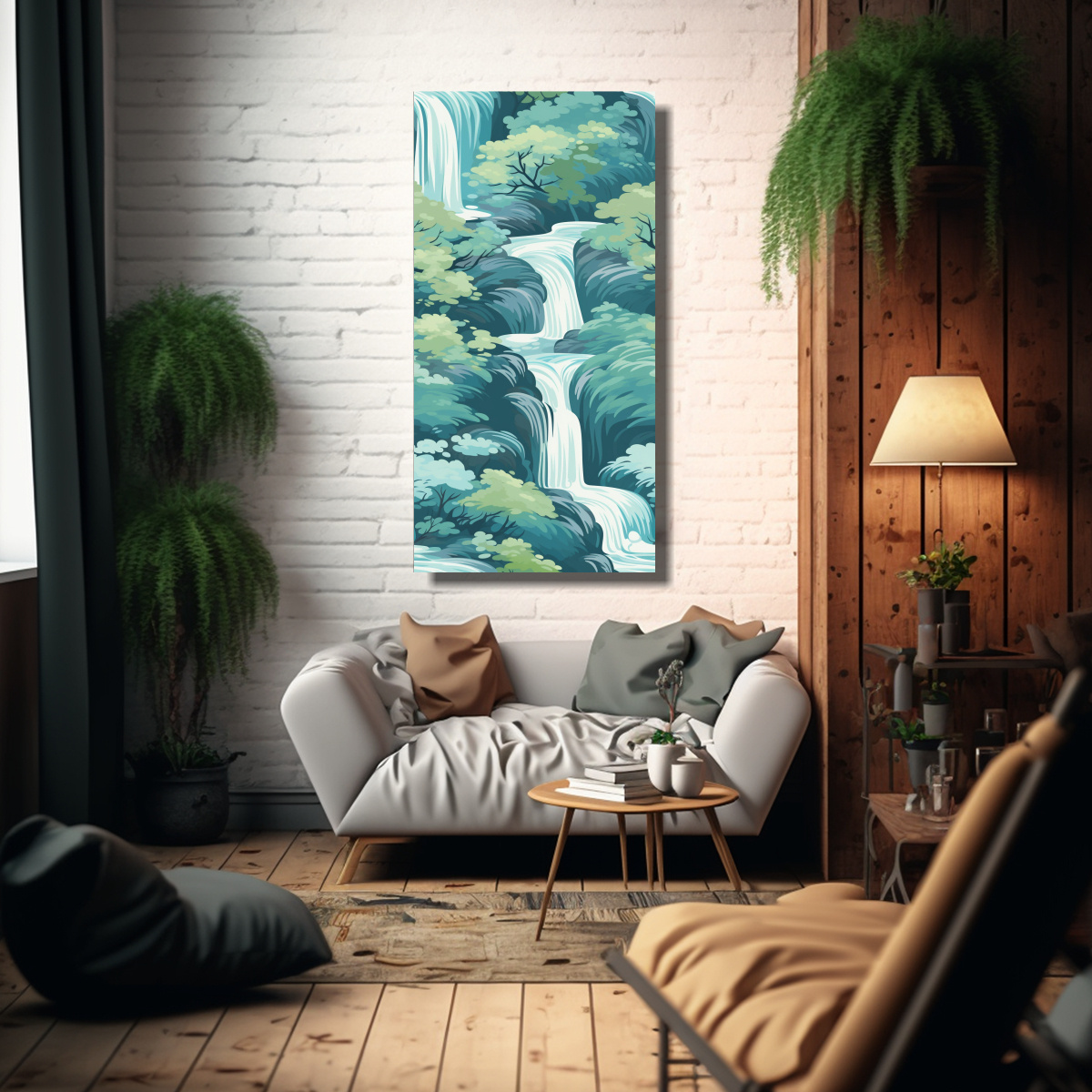 PINTURA DE PARED CON PATRÓN CASCADA CALMANTE 30X60 CM - 2