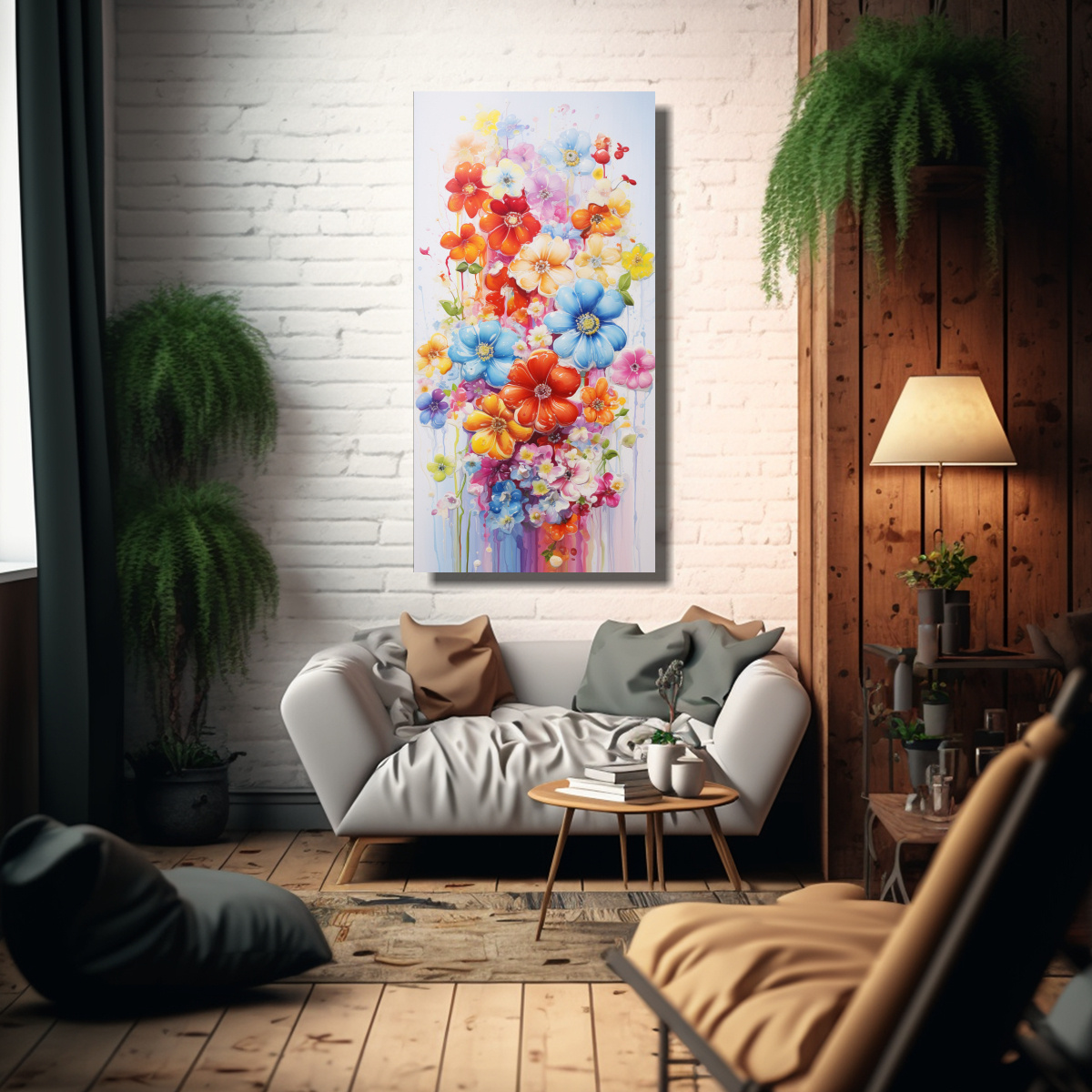 LIENZO VINTAGE PARA CUARTO PINTURA ACRÍLICA EN 80X160 CM - 2