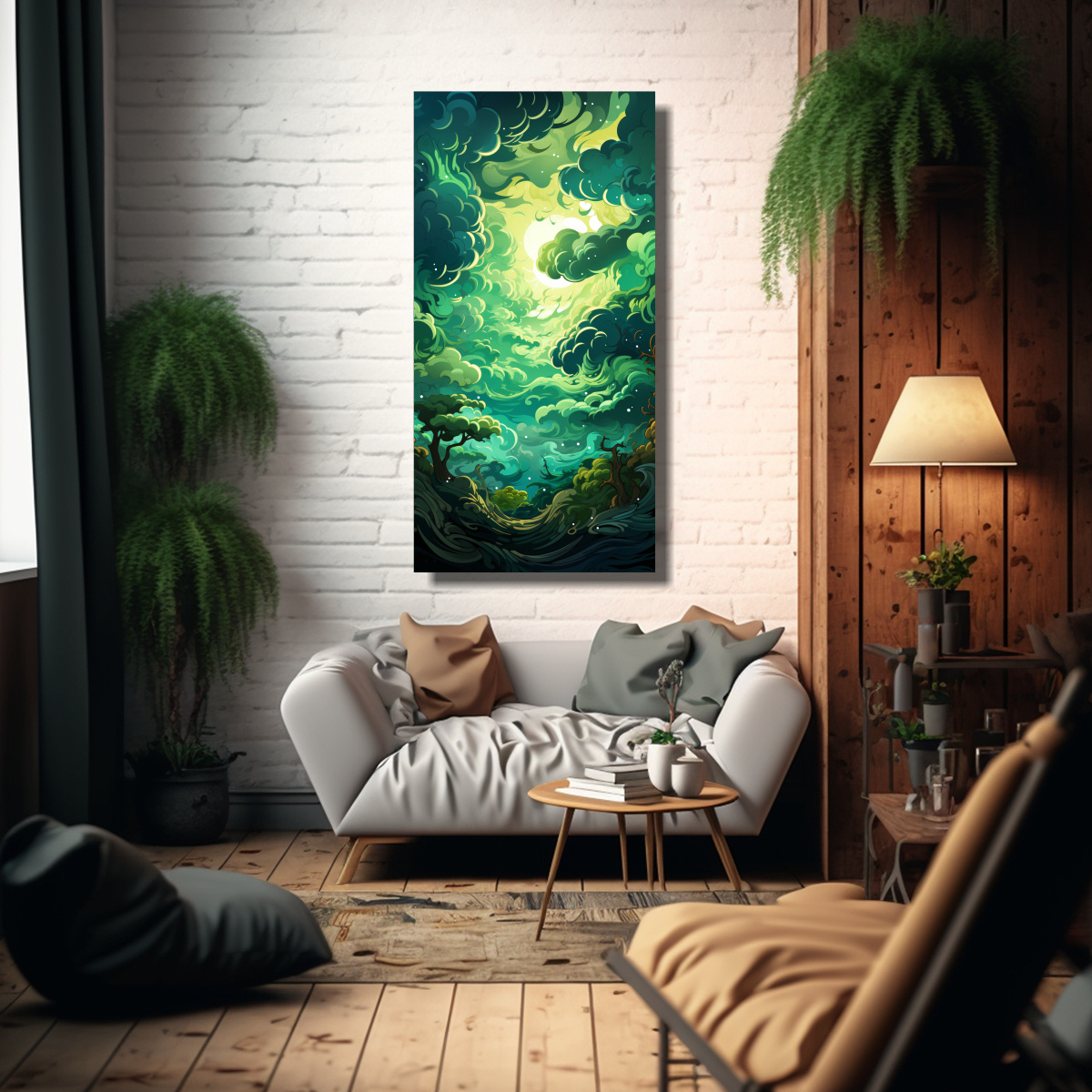 CUADRO LIENZO ABSTRACTO VERDE RIQUEZA VISUAL 50X100 CM - 2