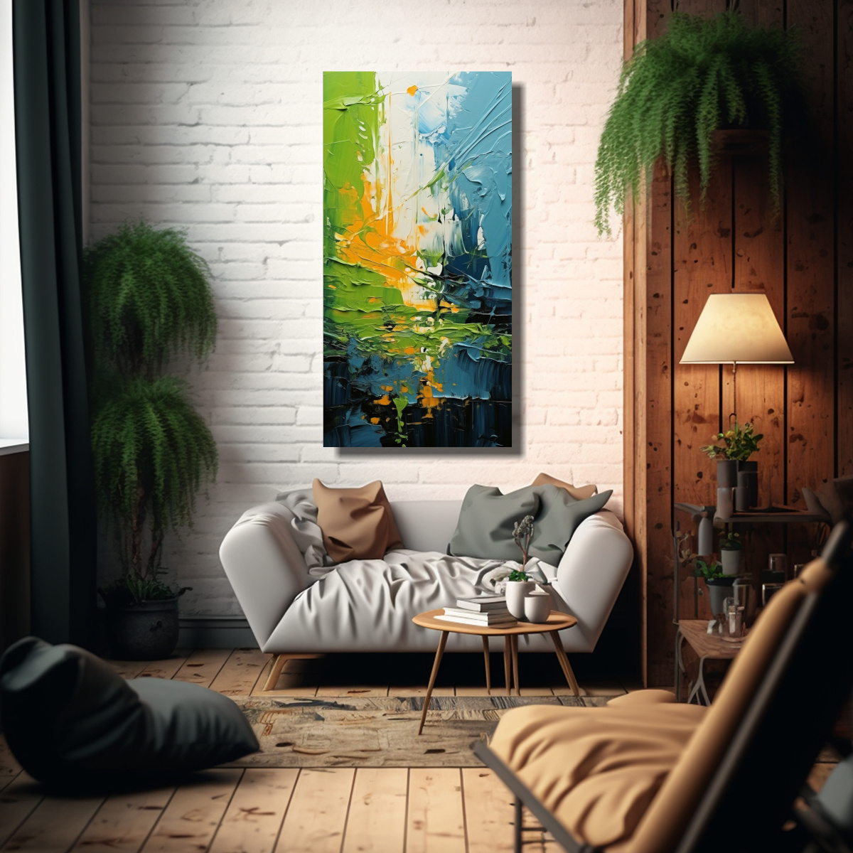 CUADRO ABSTRACTO ÓLEO MODERNO PARA LA 50X100 CM - 2