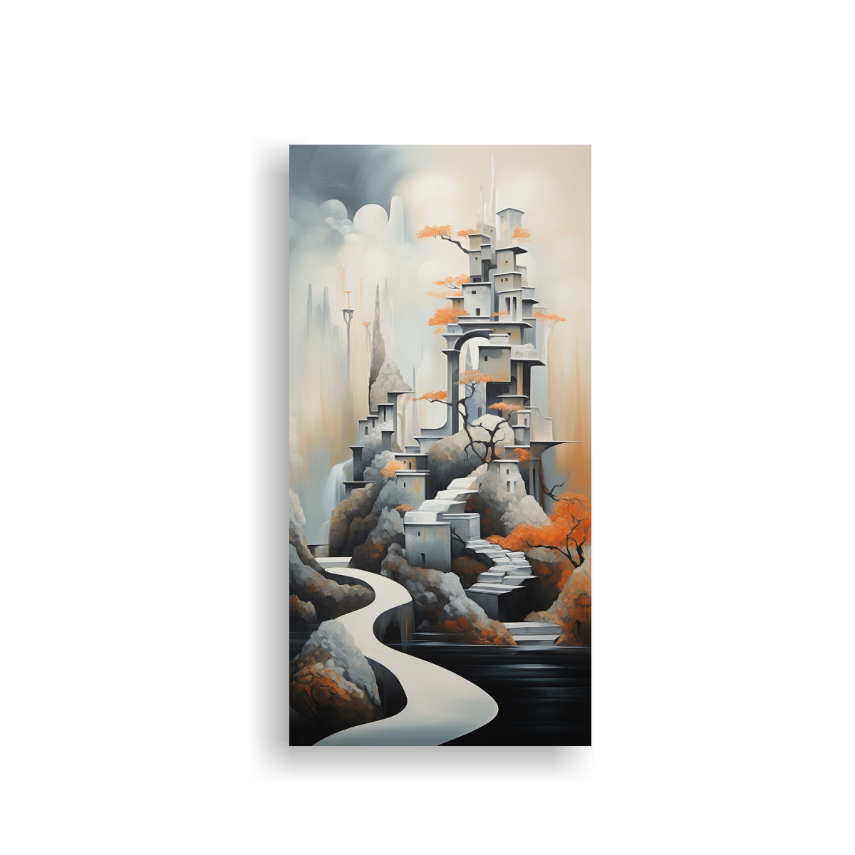 PINTURA DECORATIVA ABSTRACTA EN LIENZO 30X60 CM - 1