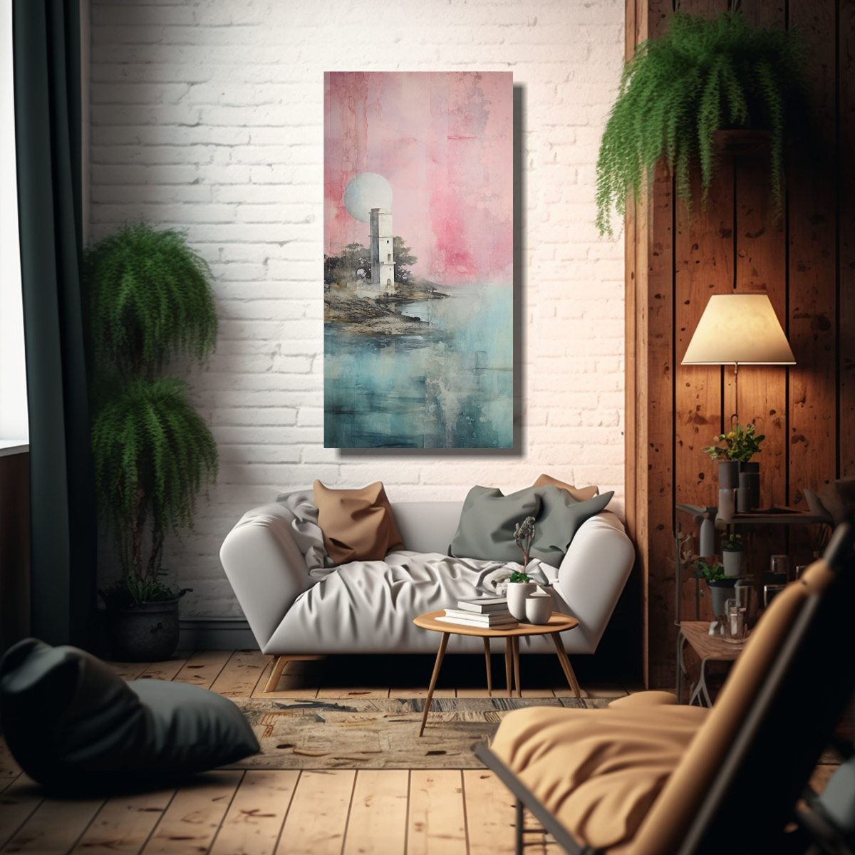 PINTURA SUBLIMADA CON ACUARELAS ROSADAS, 80X160 CM - 2