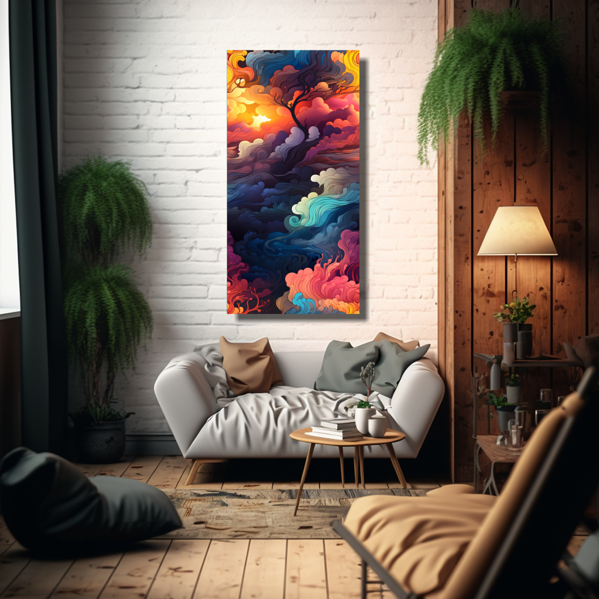 PINTURA ABSTRACTA CON TEXTURA COLORES VIBRANTES 50X100 CM - 2