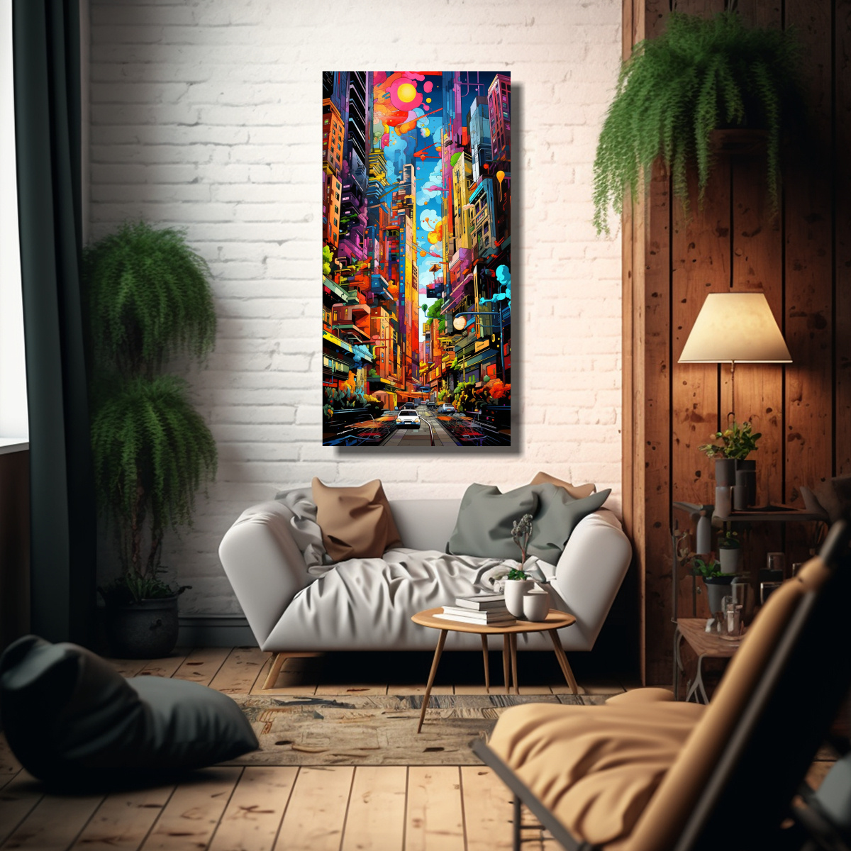 PINTURA DECORATIVA DE LIENZO CON ARMONÍA 70X140 CM - 2