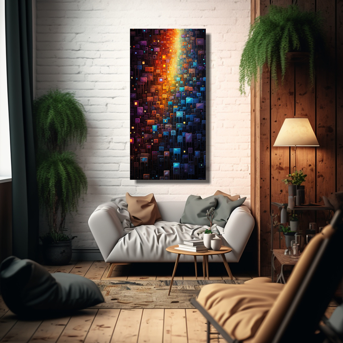 CUADRO ABSTRACTO DE FIGURAS MODERNAS CON 70X140 CM - 2