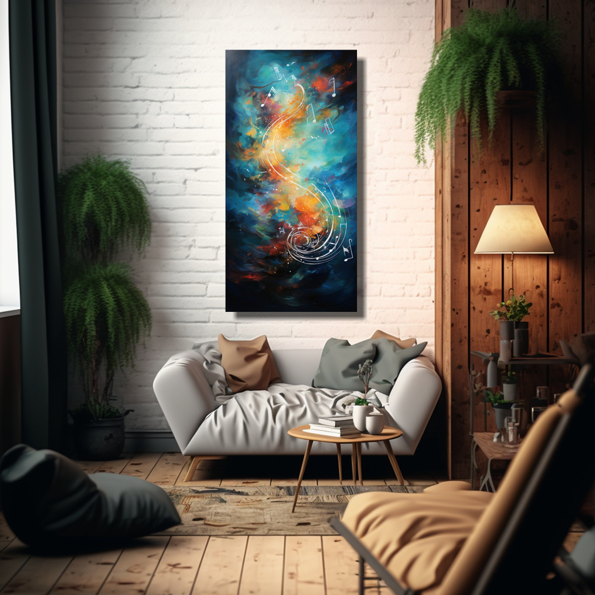 CUADRO ABSTRACTO MELODÍAS DE UNA CANCIÓN 80X160 CM - 2