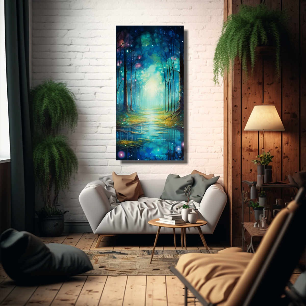 ARTE VERTICAL TEXTURA BOSQUE ENCANTADO EN LUCES 70X140 CM - 2