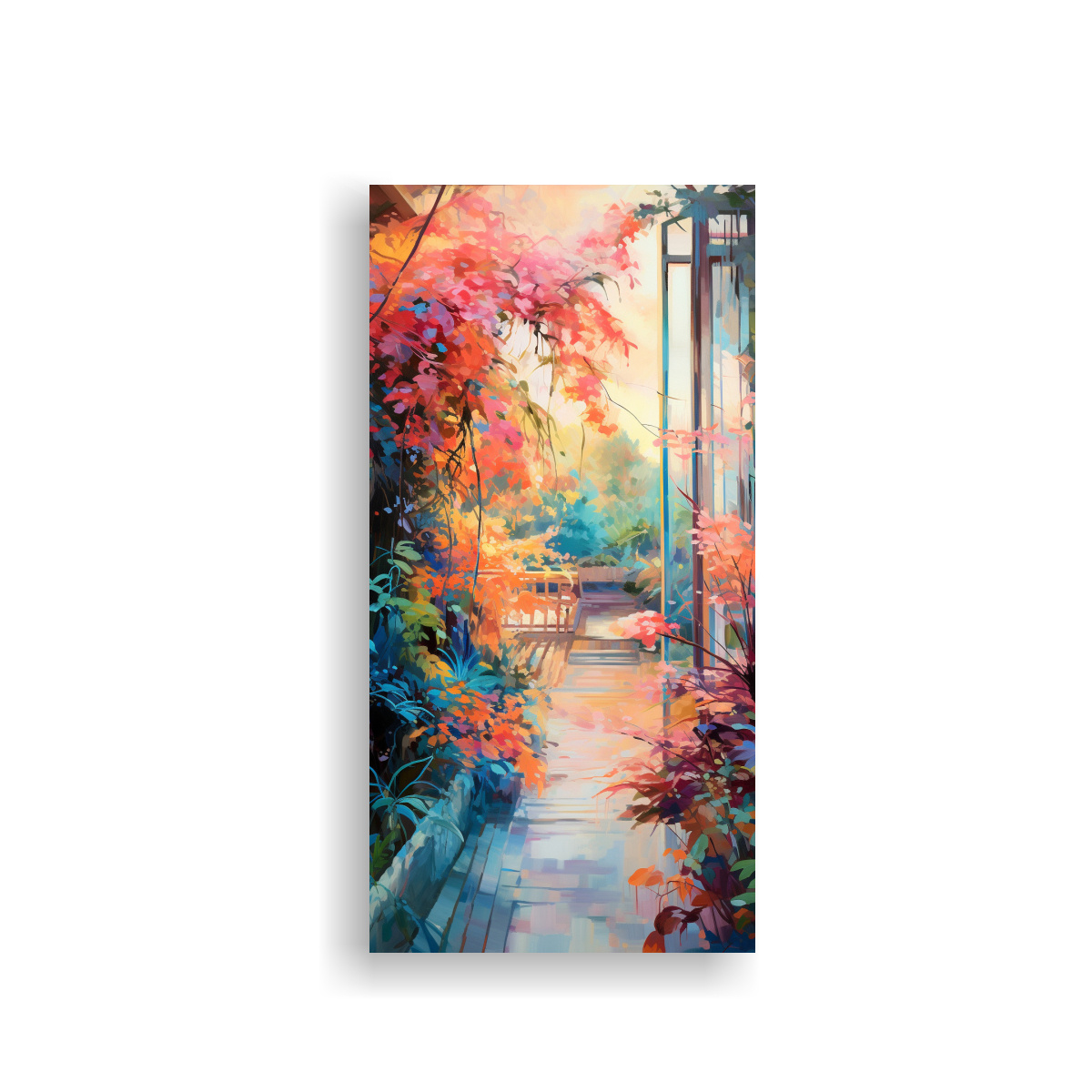 CUADRO LIENZO ABSTRACTO: JARDÍN TRANQUILO AL 40X80 CM - 1