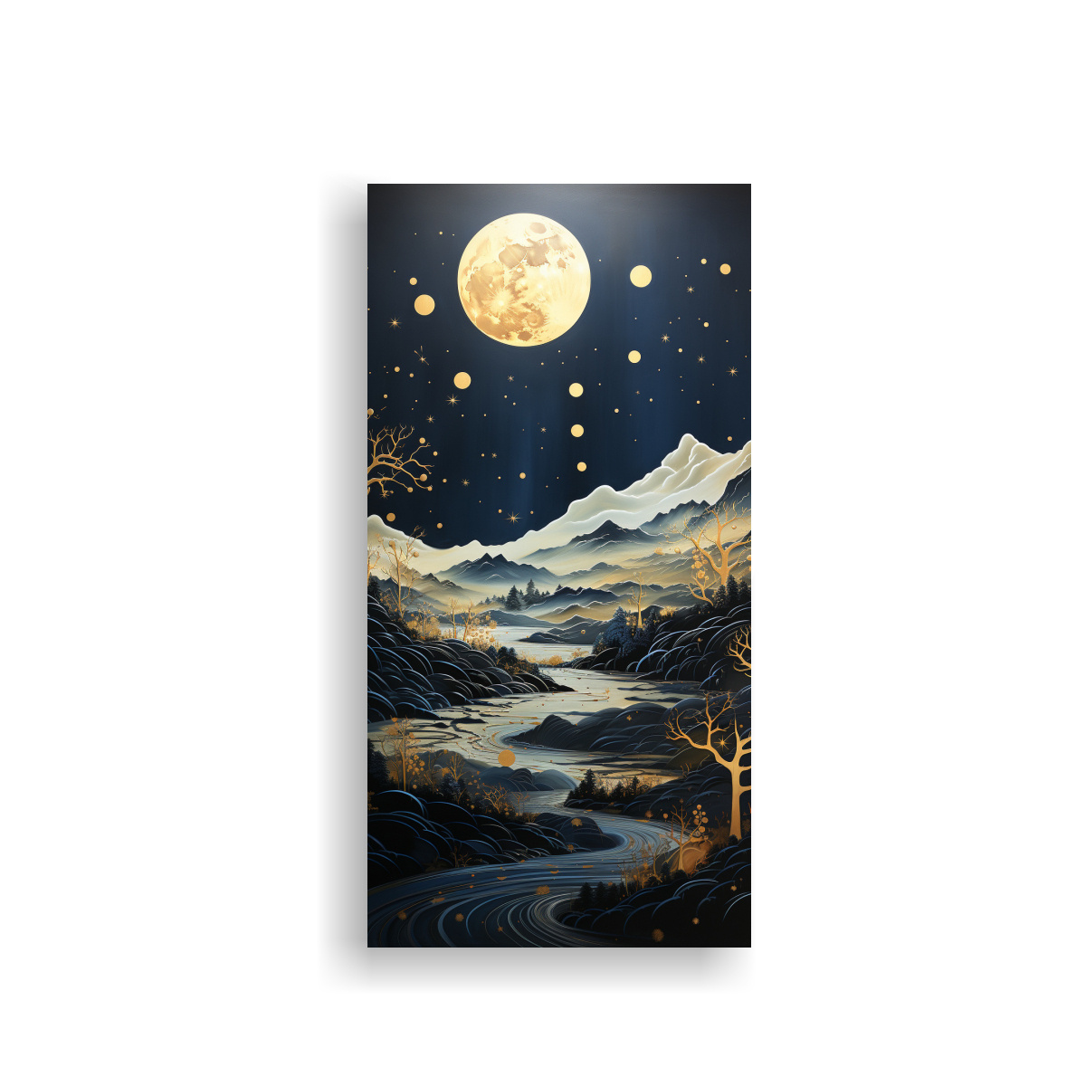 CUADRO INNOVADOR CON LUNA Y MONTAÑAS 80X160 CM - 1
