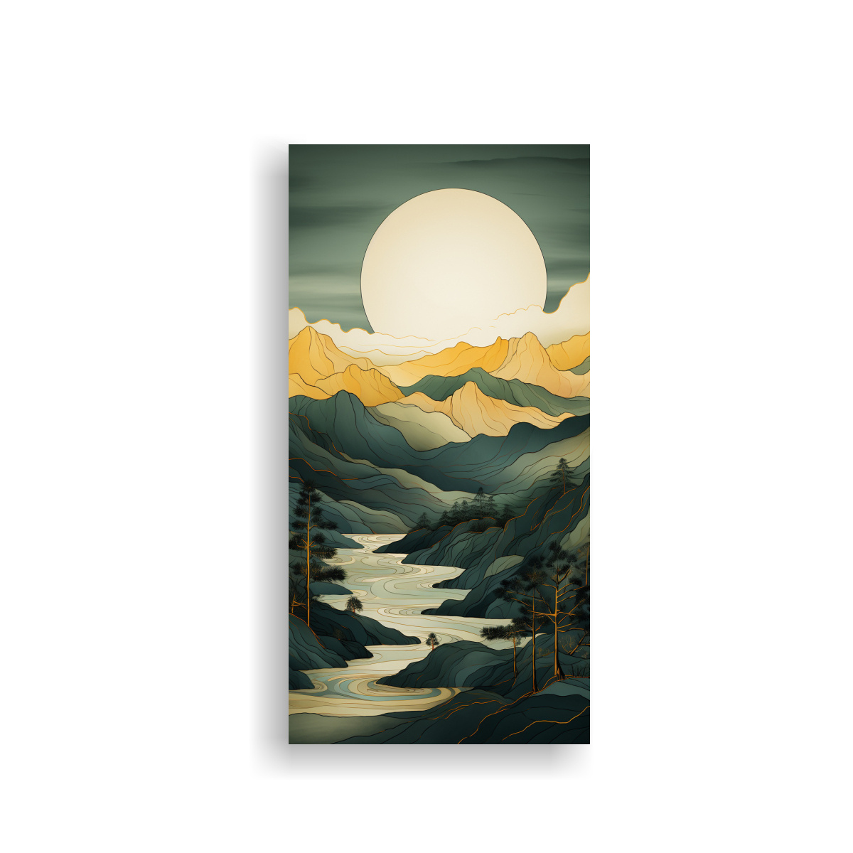 PINTURA MINIMALISTA DE MONTAÑAS EN COMPOSICIÓN 40X80 CM - 1