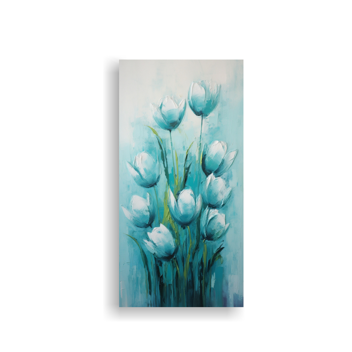 TELA EN BASTIDOR CON PATRÓN TURQUESA DE 30X60 CM - 1