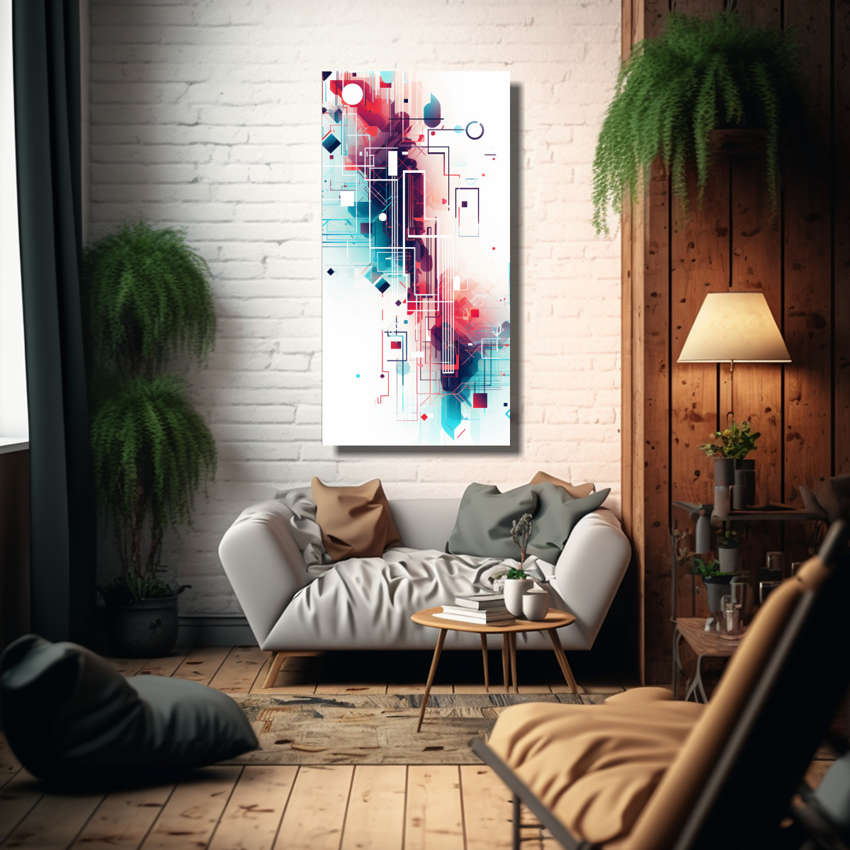LIENZO ABSTRACTO ATMJD87953 CON GAMA DE COLORES 80X160 CM - 2