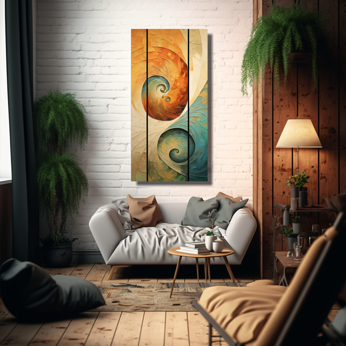 PINTURA ABSTRACTA CON PATRONES GIRATORIOS 70X140 CM - 2