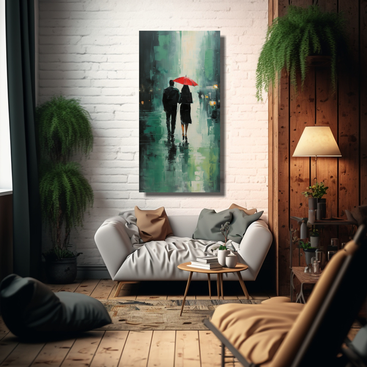 CUADRO IMPRESO CLÁSICO DE GENTE CAMINANDO BAJO 70X140 CM - 2