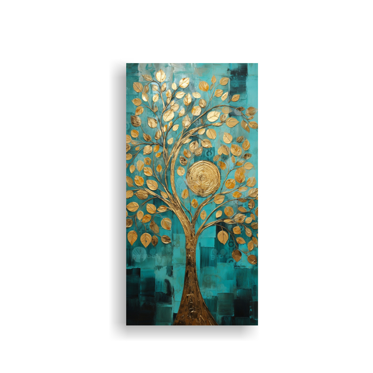 TELA BASTIDOR DECORACIÓN ÁRBOL TURQUESA Y 40X80 CM - 1
