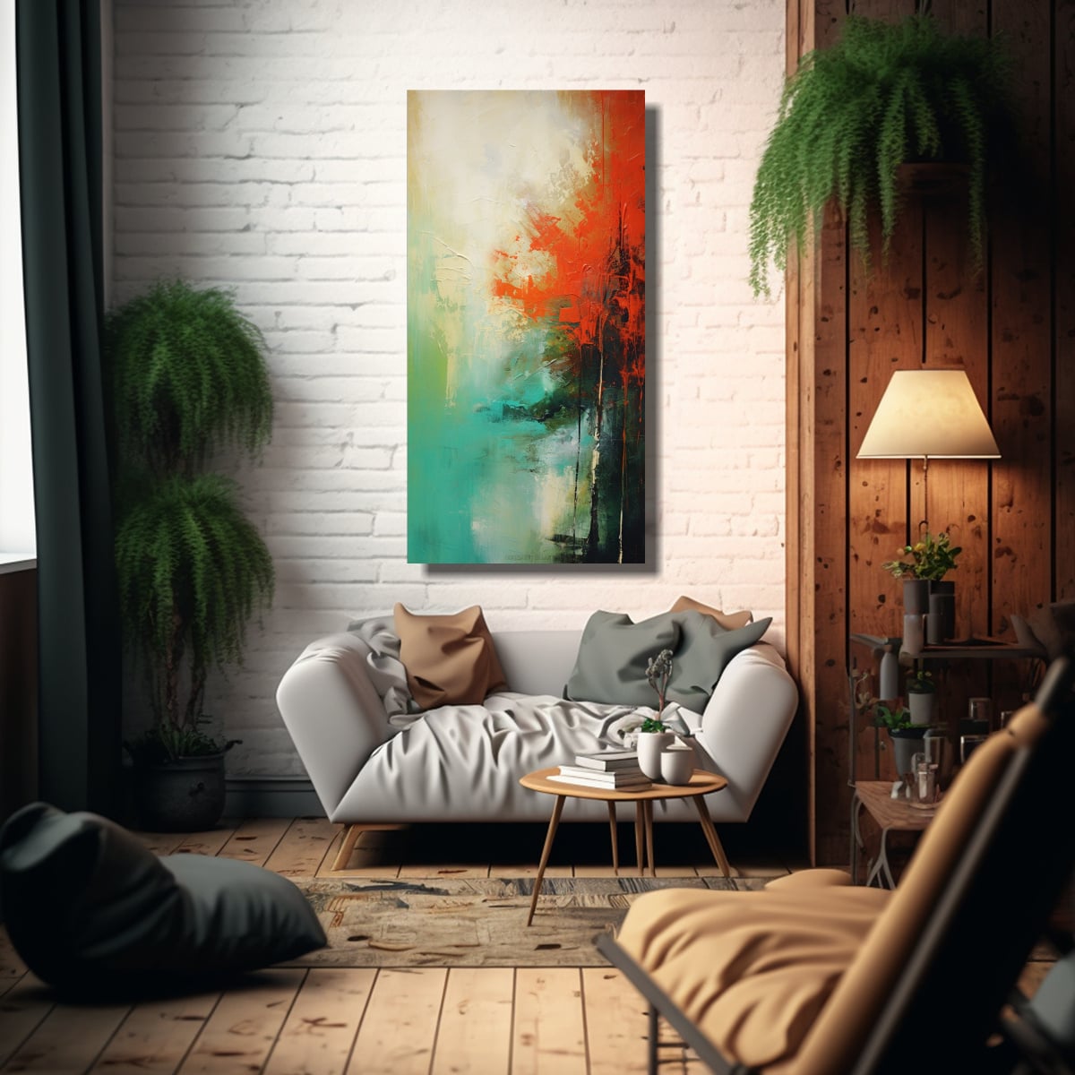 PINTURA ABSTRACTA DE ALTA CALIDAD INSPIRADA EN LA 30X60 CM - 2