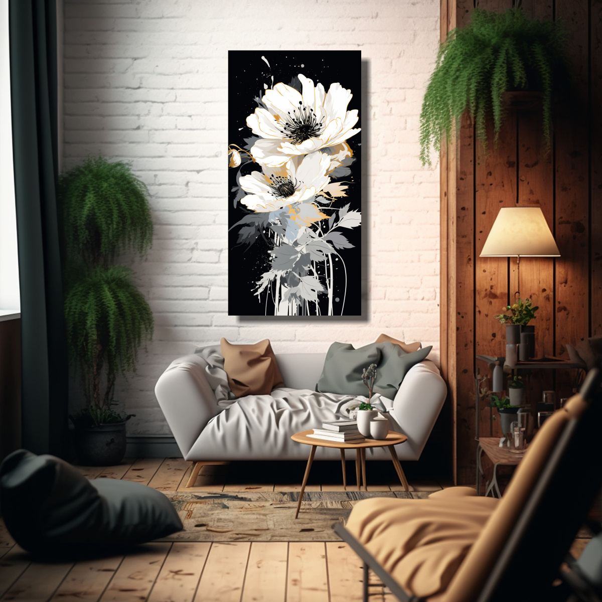 CUADRO DE DISEÑO EN BASTIDOR DE MADERA ESTILO 30X60 CM - 2