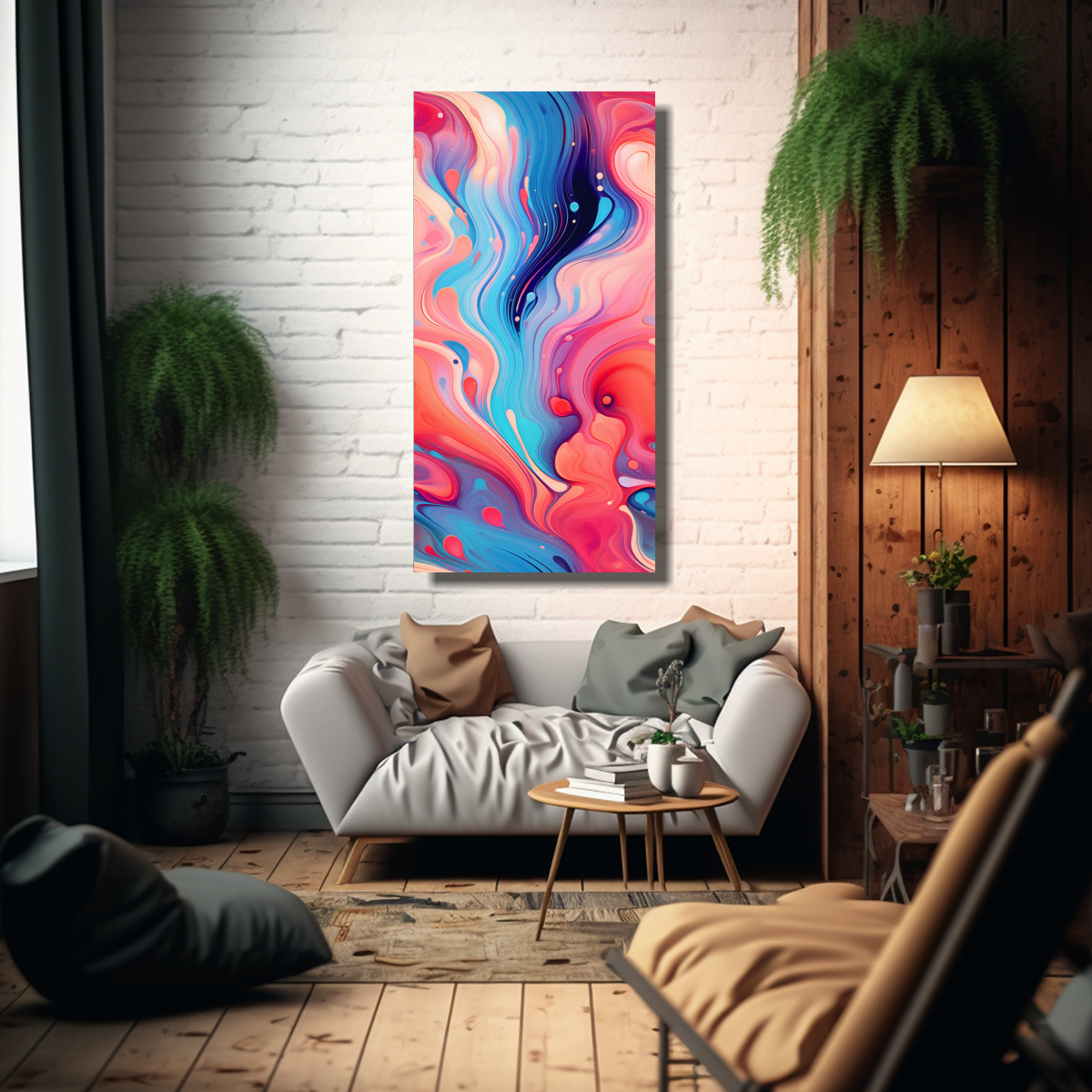 CUADRO ABSTRACTO CREATIVIDAD PINTURA ABSTRACTA 70X140 CM - 2