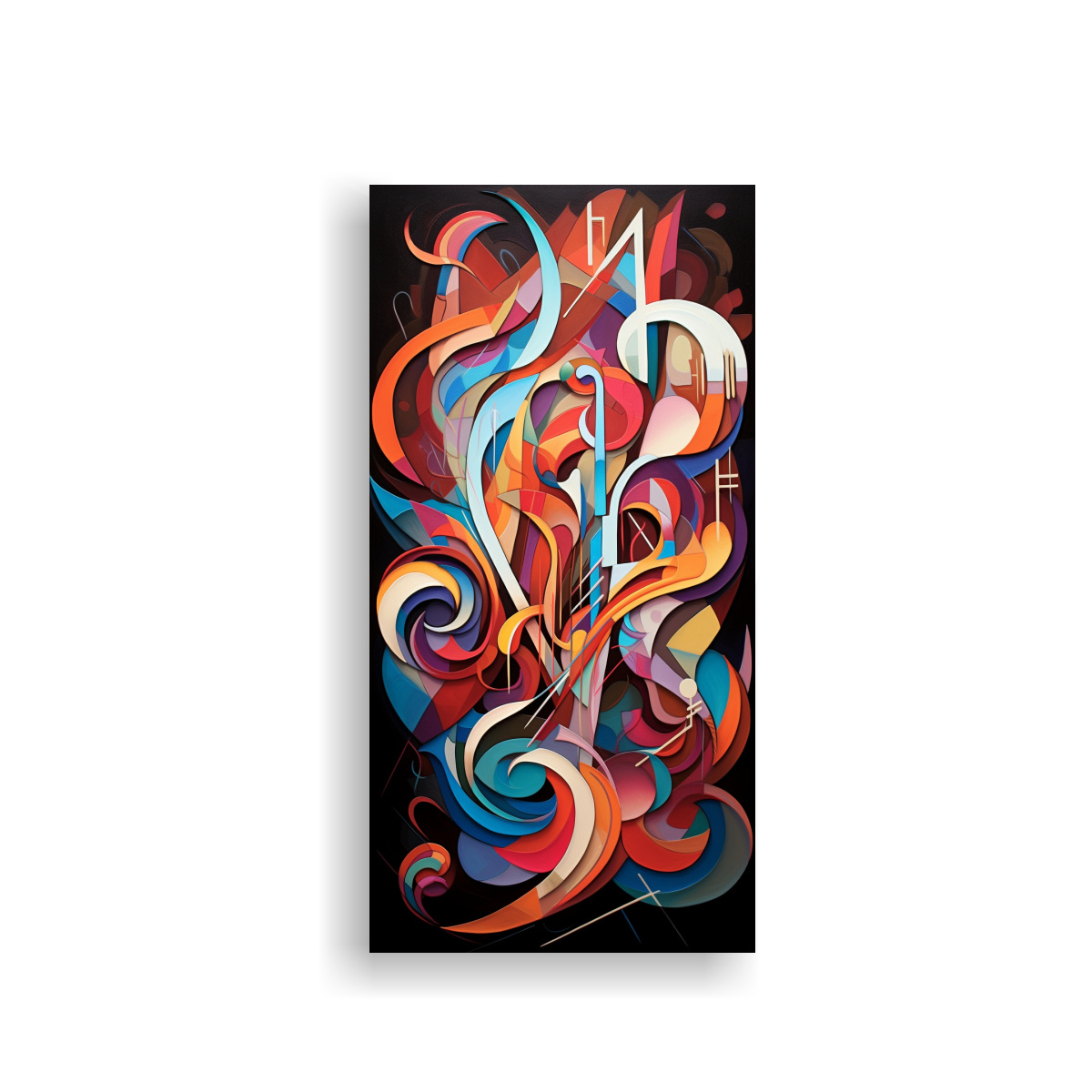 CUADRO MUSICAL ABSTRACTO EN BASTIDOR, NOTAS 70X140 CM - 1