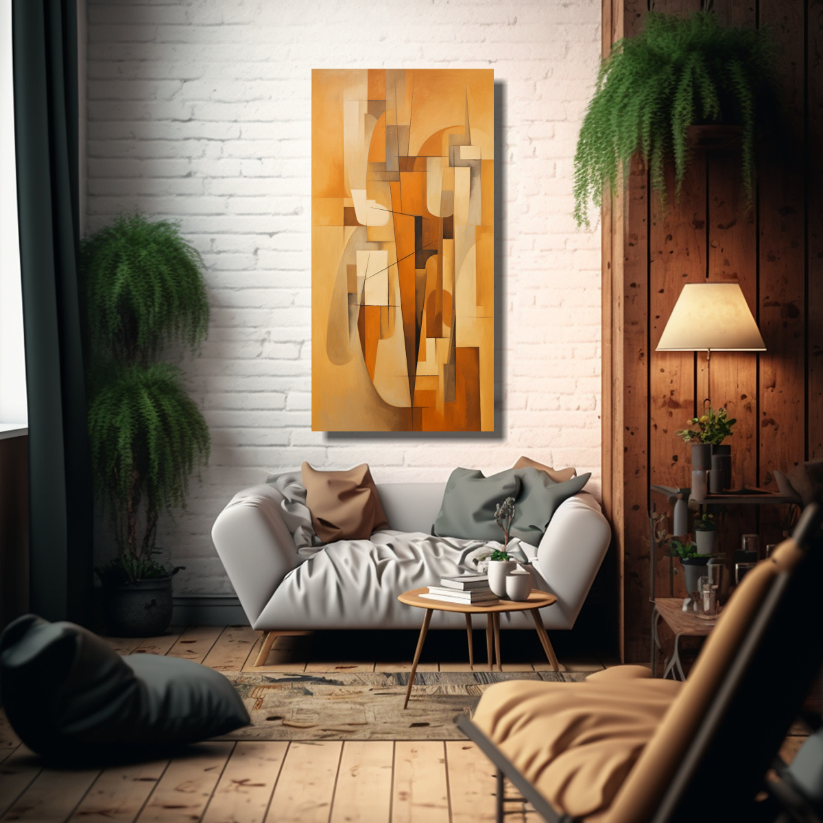 CUADRO DE ARTE DE PARED INSPIRADA EN EL CUBISMO 20X40 CM - 2