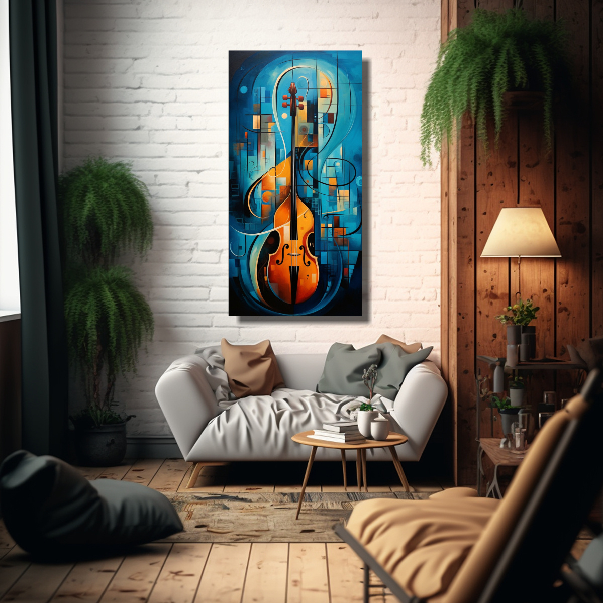 PINTURA ABSTRACTA ESTILO DALI JAZZ M, ARTE DE 80X160 CM - 2